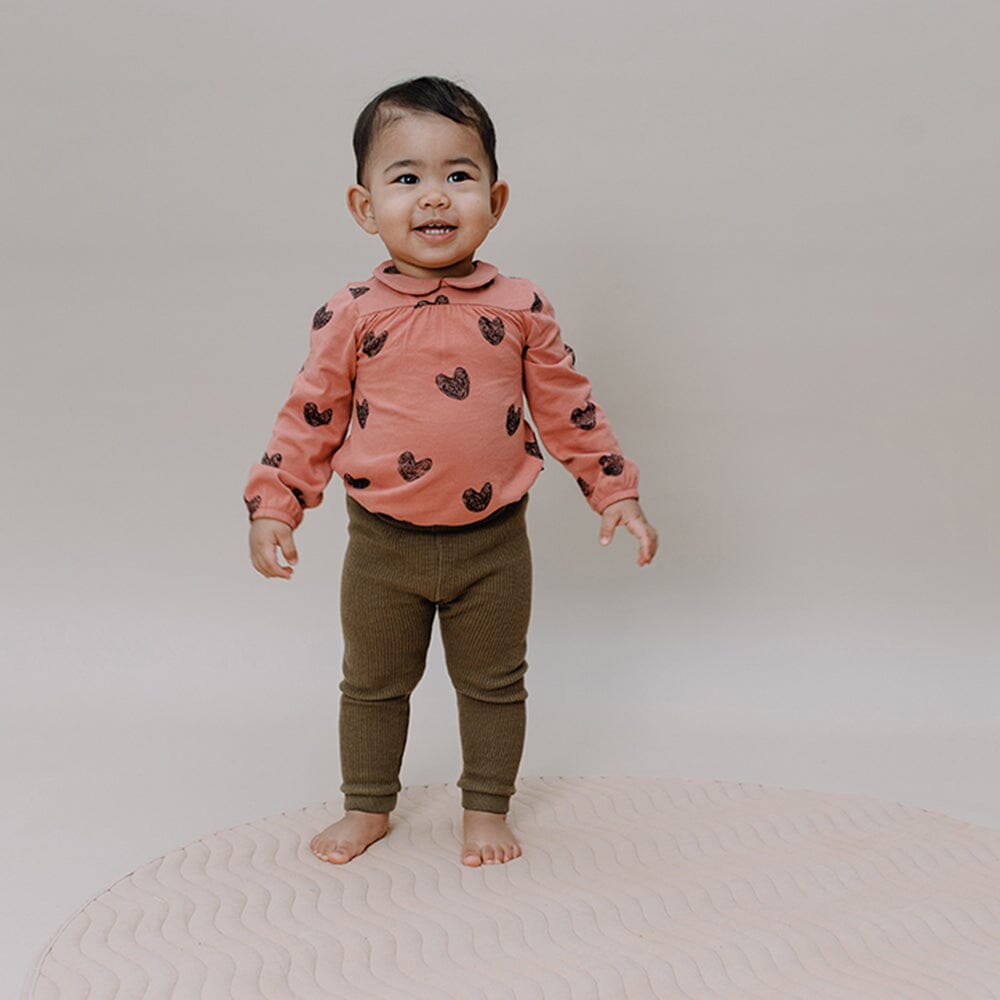 Heart Print Romper & Pants Set - Faded Rose