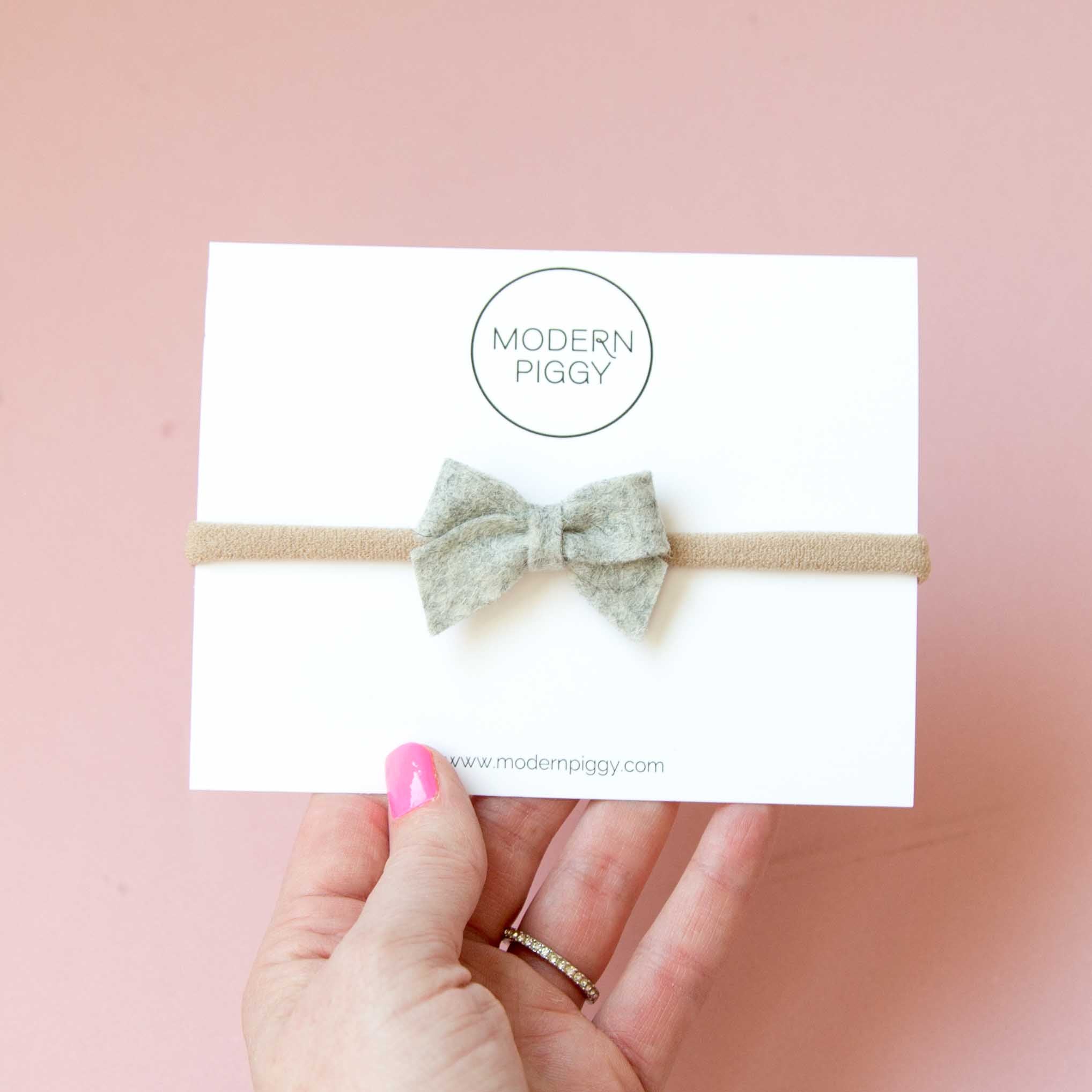 Heather Grey | Felt Baby Bow