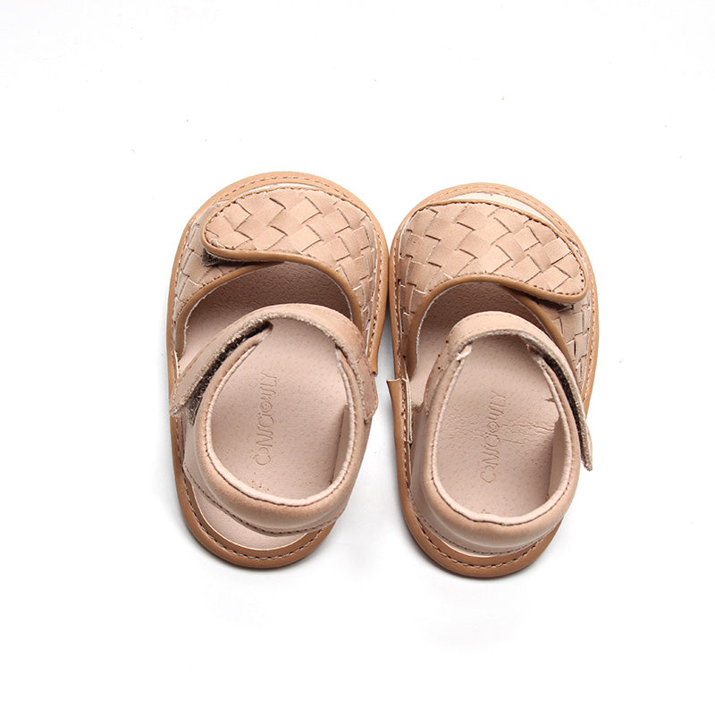 Leather Woven Sandal | Color 'Stone' | Soft Sole