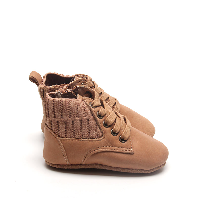 Leather Knit Combat Boot | Color 'Sand'