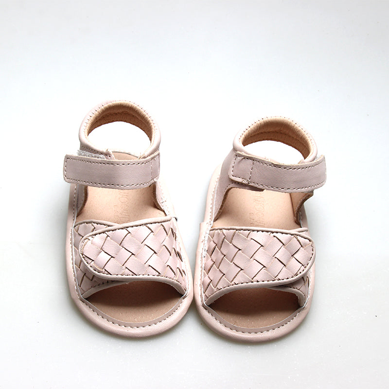 Leather Woven Sandal | Color 'Dusty Pink' | Soft Sole