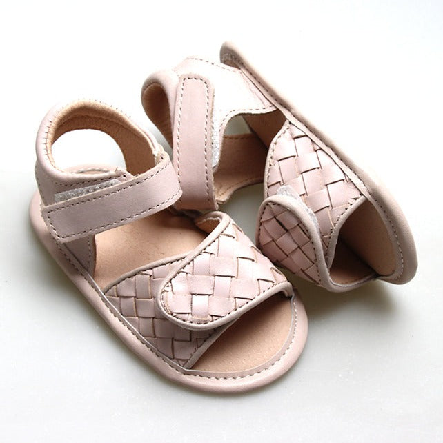 Leather Woven Sandal | Color 'Dusty Pink' | Soft Sole