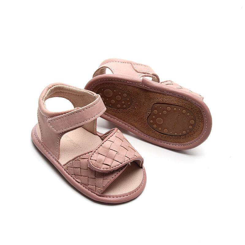 Leather Woven Sandal | Color 'Rose Cloud' | Soft Sole