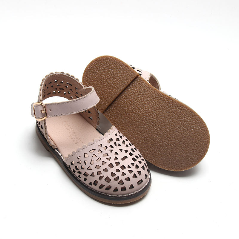 Leather Pocket Sandal | Color 'Dusty Pink' | Hard Sole