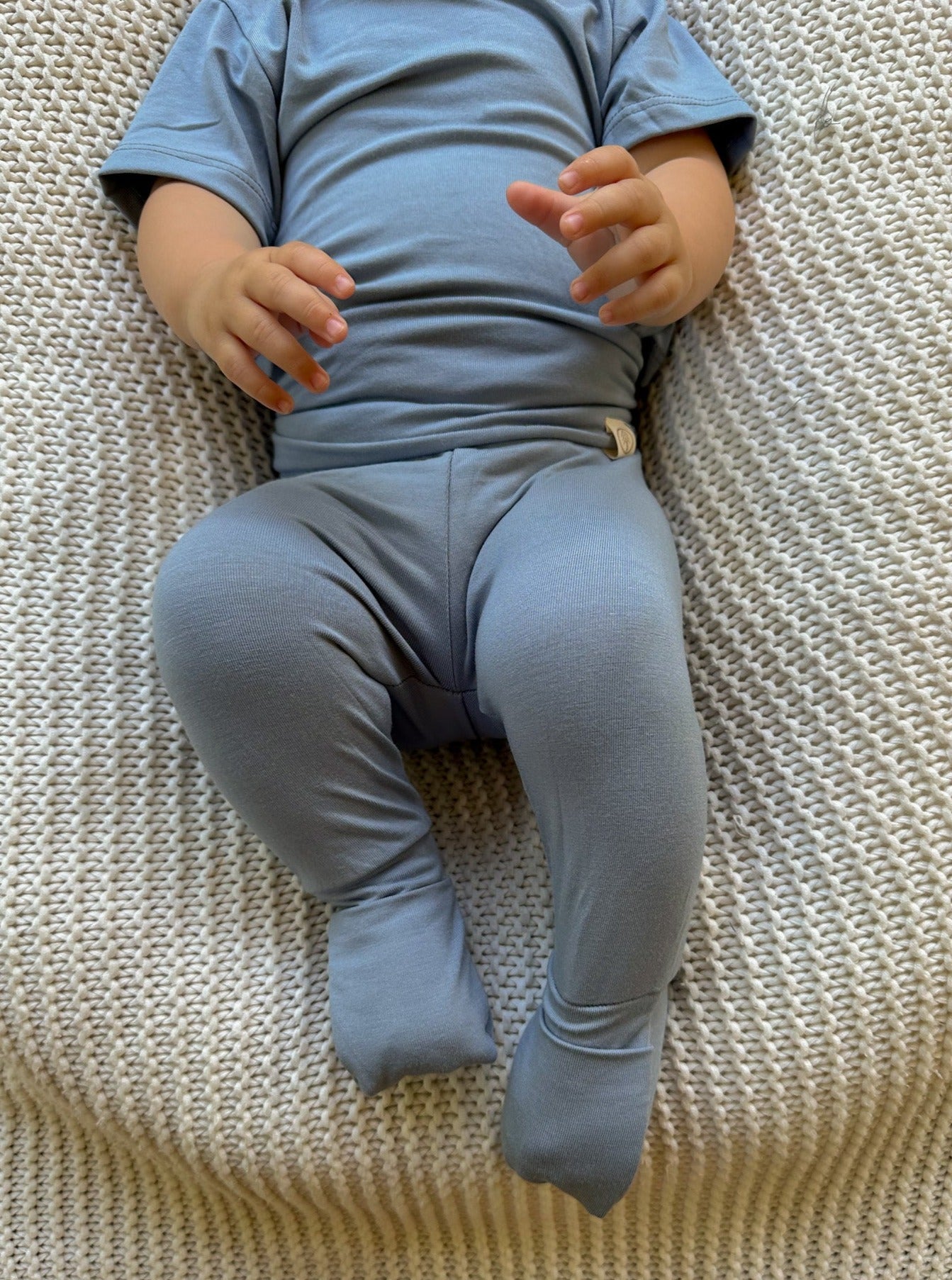 Fold-Over Footie Leggings | Baby & Toddler | Luxury Bamboo | Dusty Blue