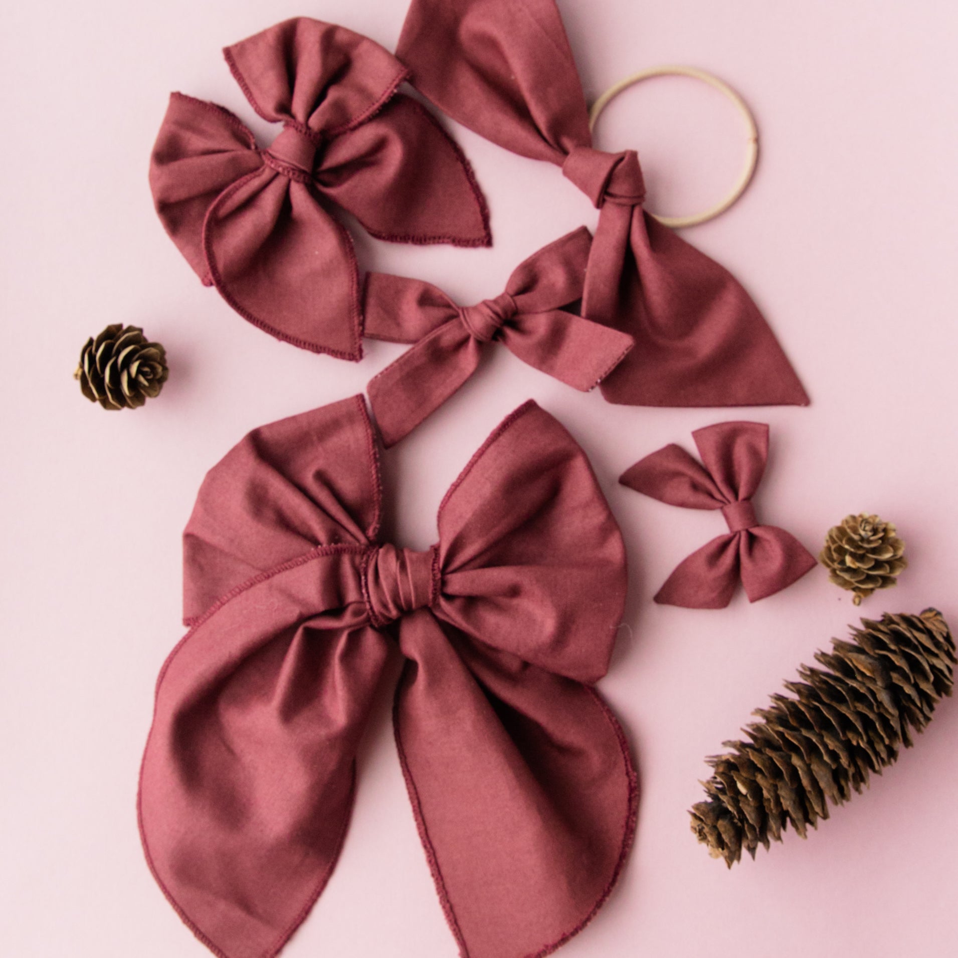 Garnet | Pigtail Set - Hand-tied Bow