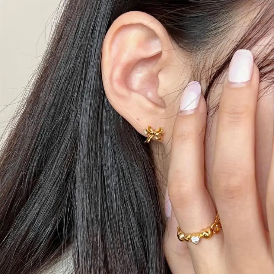 Speakeasy Bow Knot Studs | 14k Gold Plated Earrings