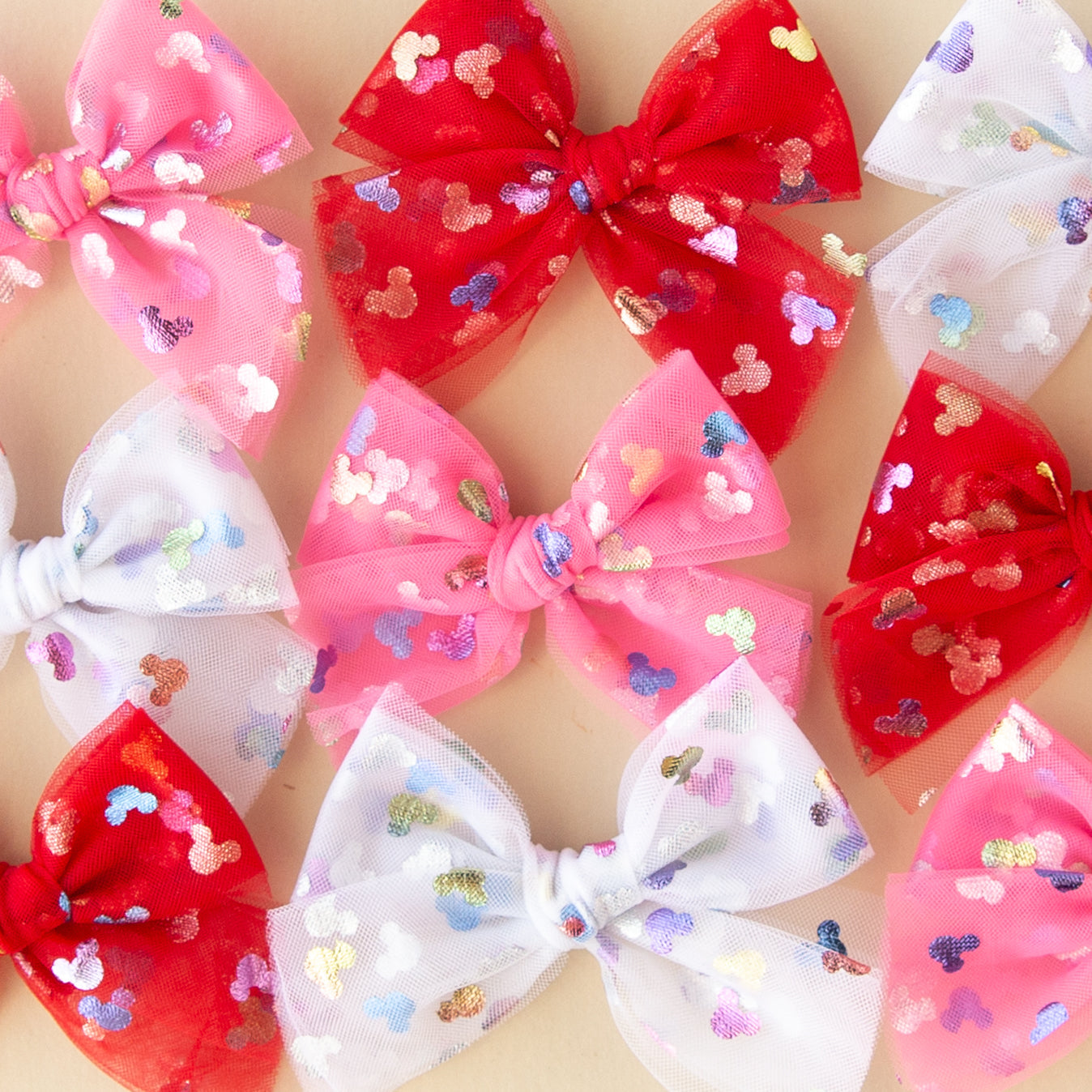 Bibbidi Bobbidi - Red | Tulle Bow - Pigtail Set