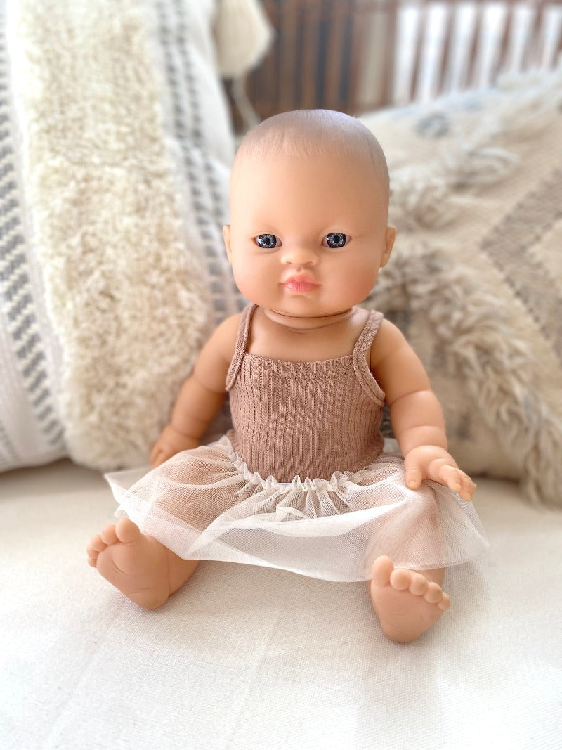 Doll Outfit Leotard & Tutu, Camel for 13in dolls