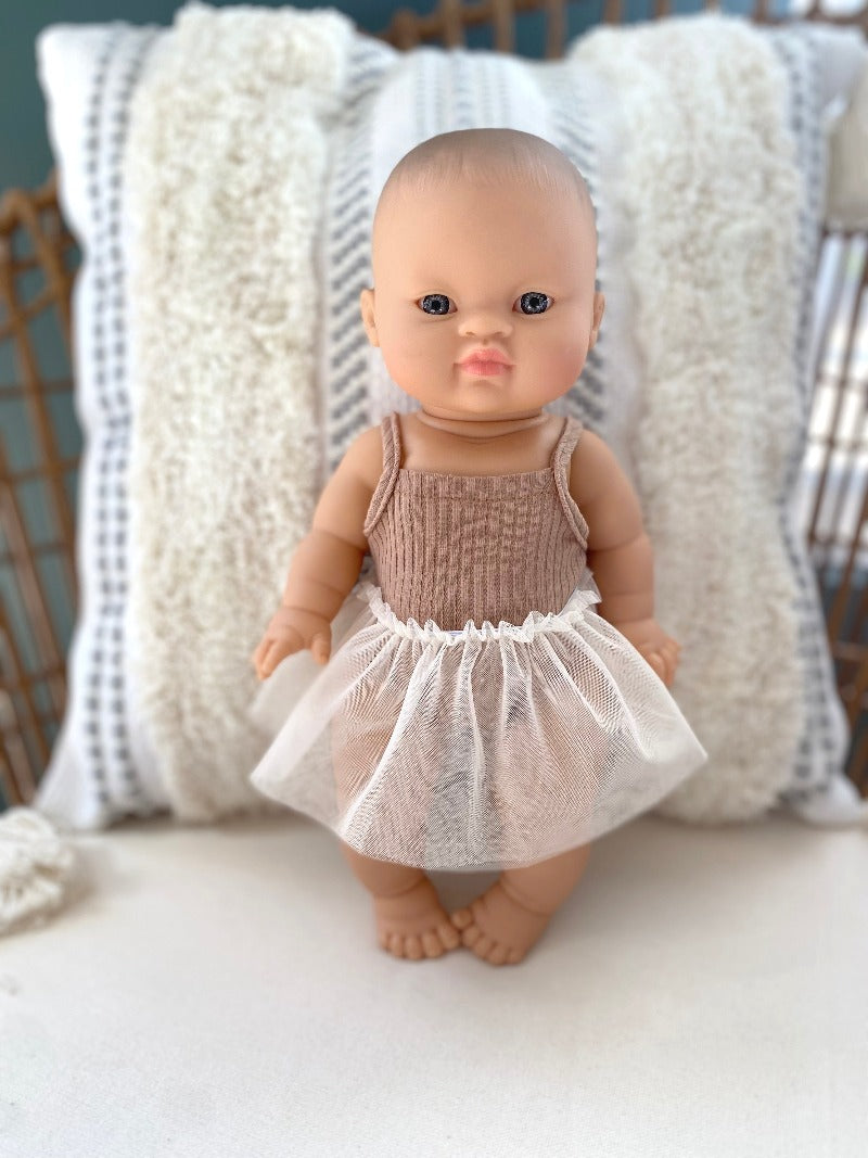 Doll Outfit Leotard & Tutu, Camel for 13in dolls