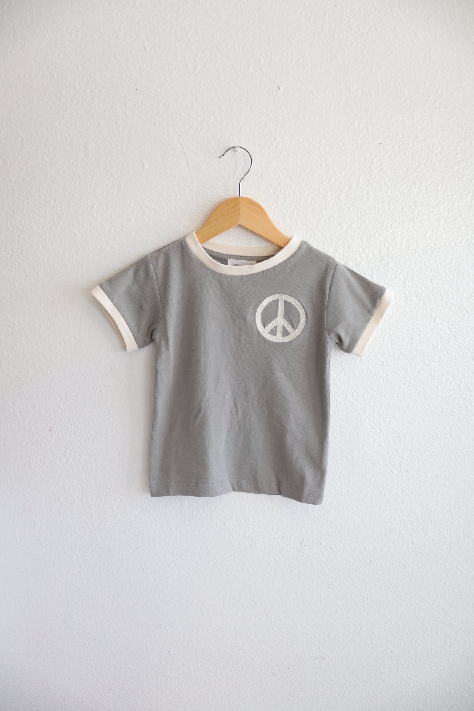 Peace Embroidered Ringer in Moon