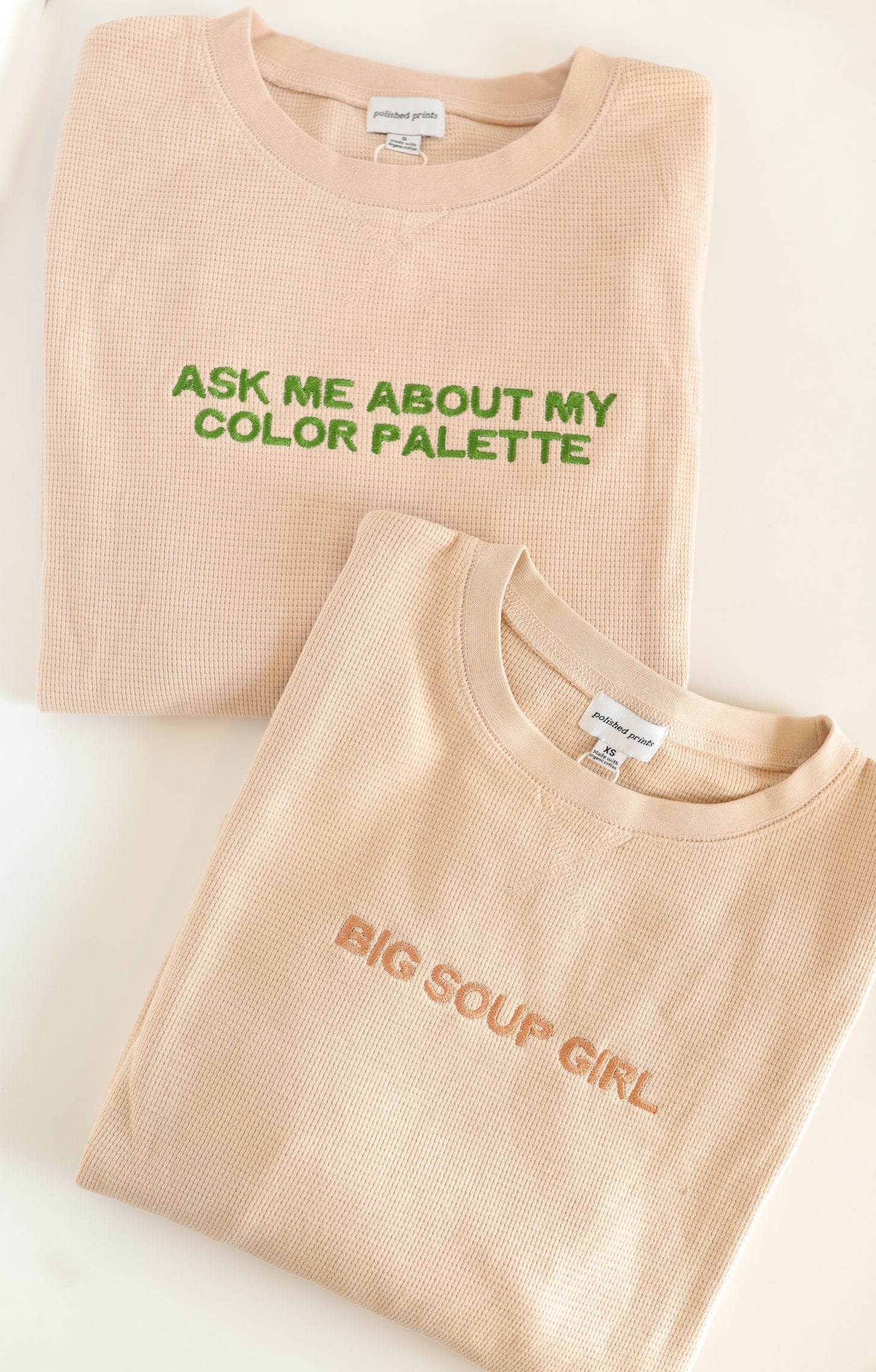 Big Soup Girl | Embroidered Waffle Pullover