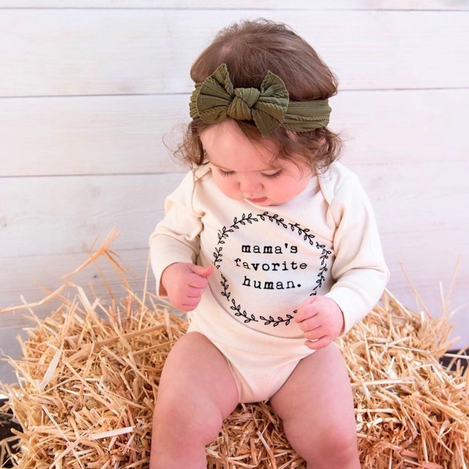 Mama's Favorite Human - Long Sleeve Organic Baby Bodysuit