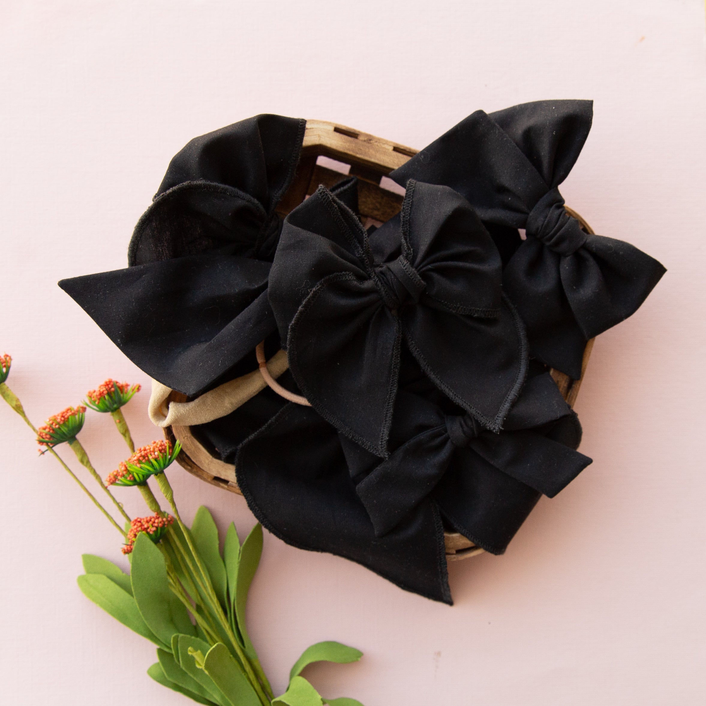 Black | Pigtail Set - Hand-tied Bow