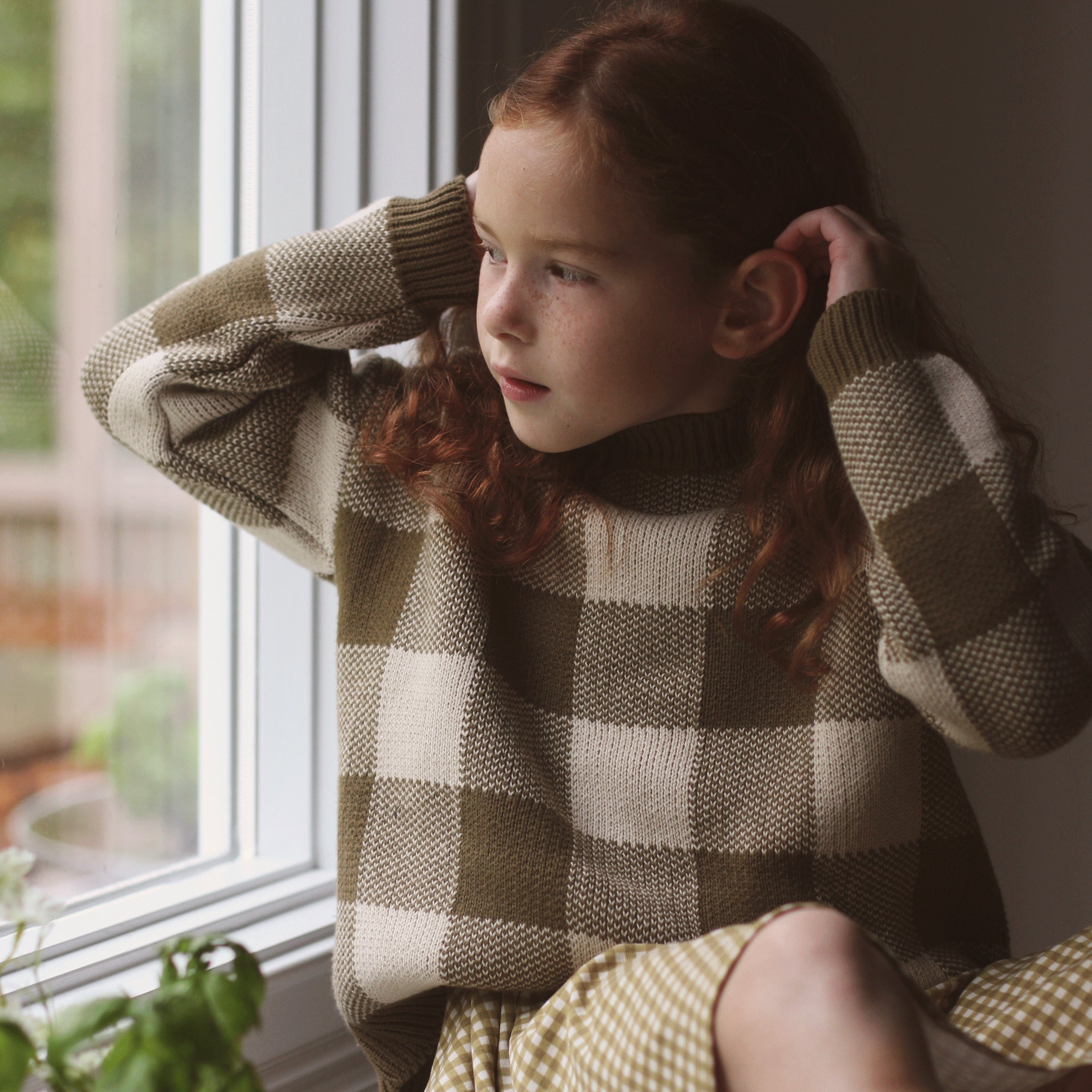 The Gingham Knit Bonnet - Golden