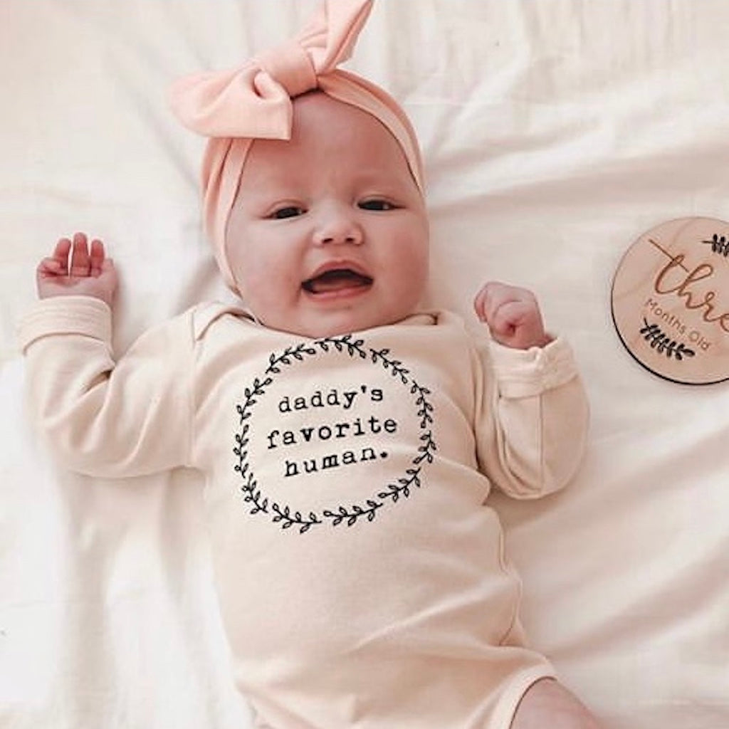 Daddy's Favorite Human - Long Sleeve Organic Cotton Bodysuit