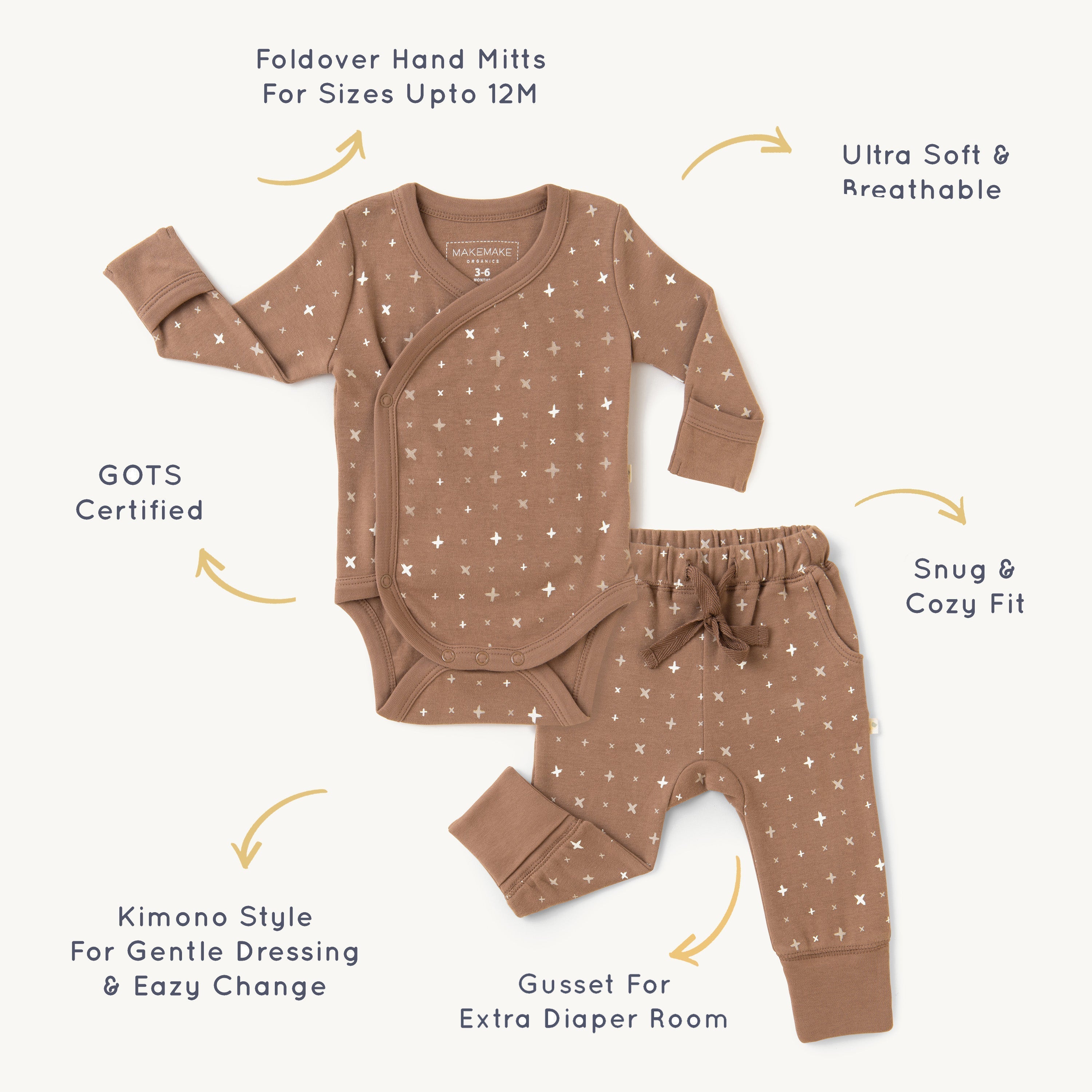 Organic Kimono Onesie & Pants Set - Sparkle