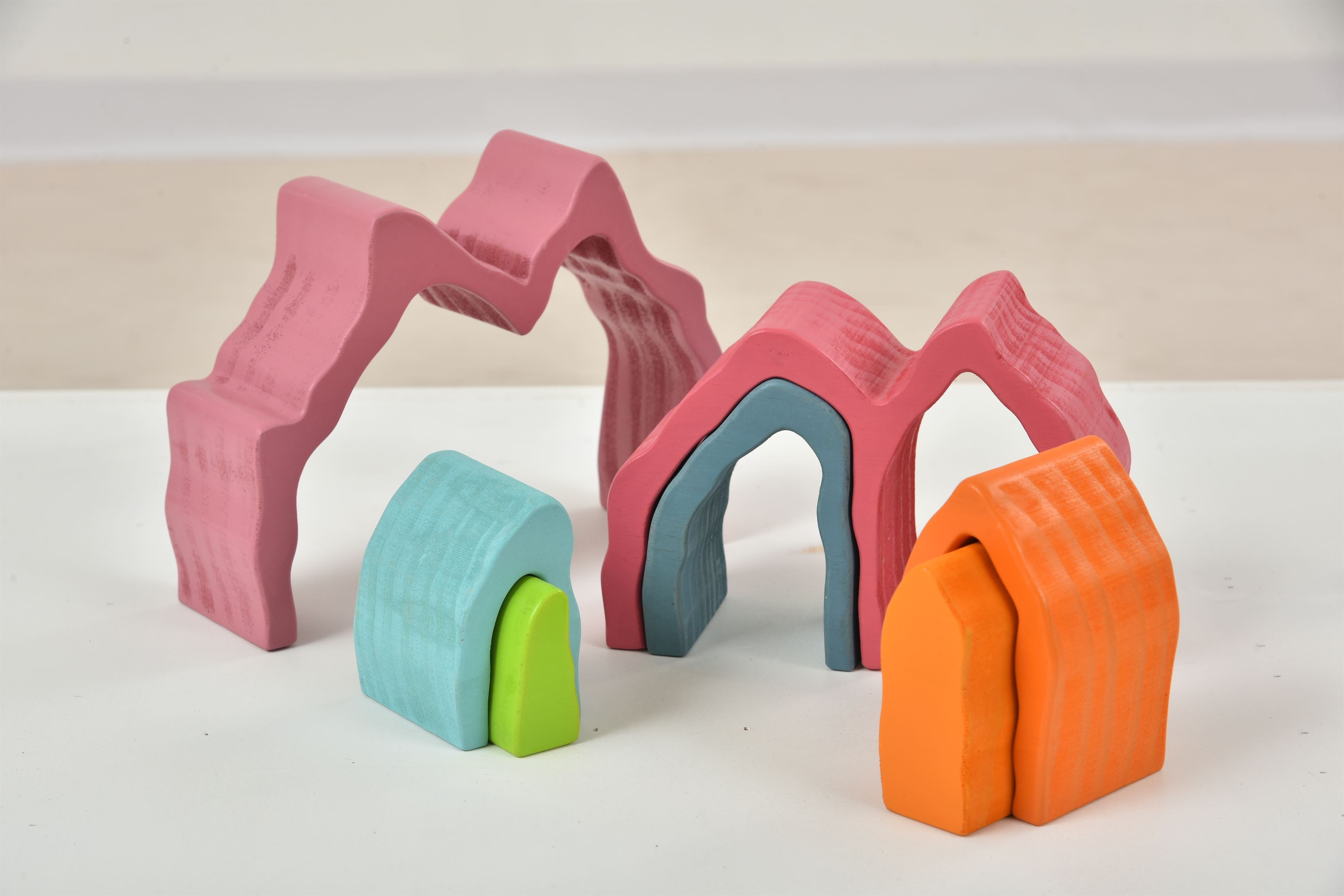Wooden Mountain Rainbow Stacker Toy Puzzle Blocks
