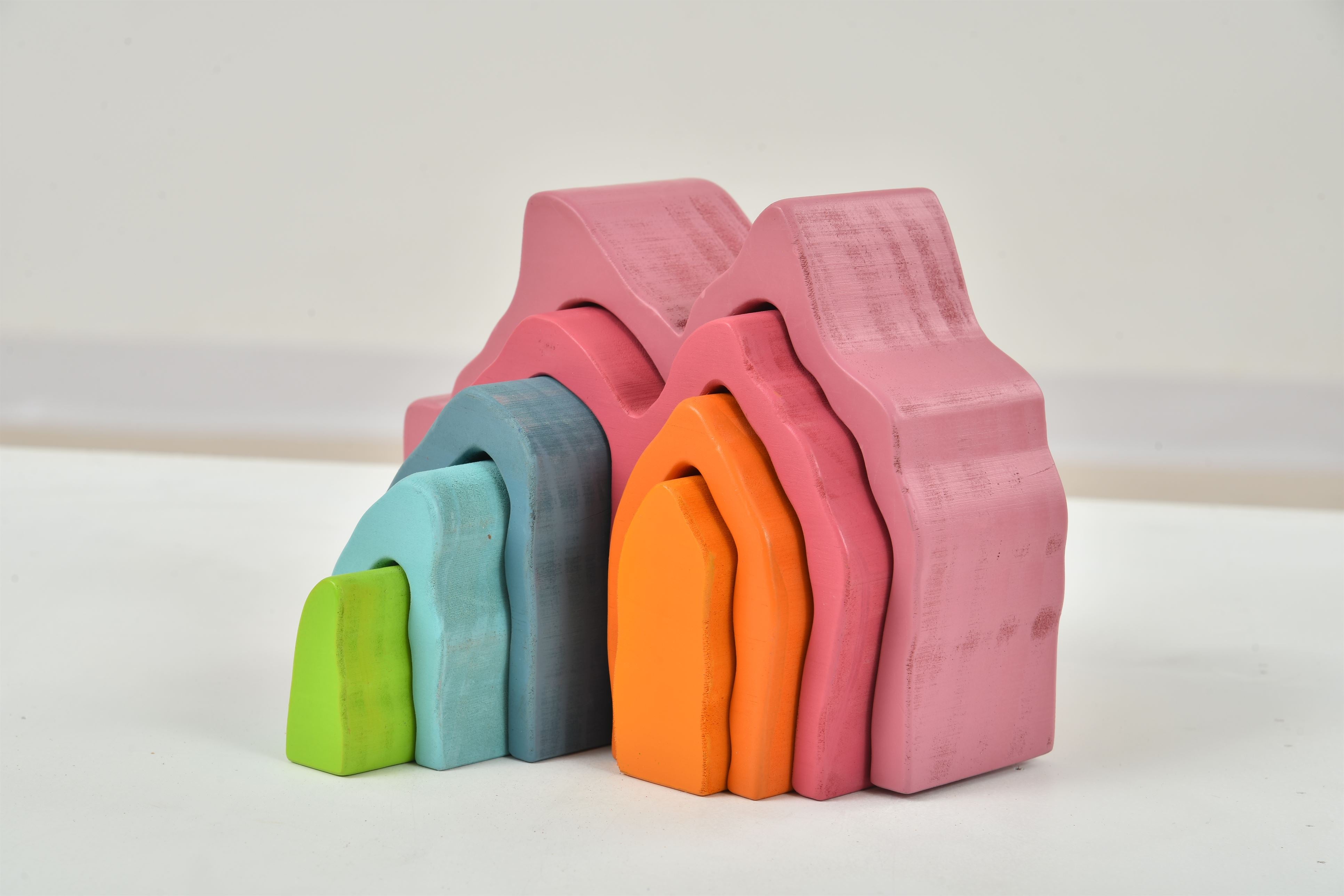 Wooden Mountain Rainbow Stacker Toy Puzzle Blocks