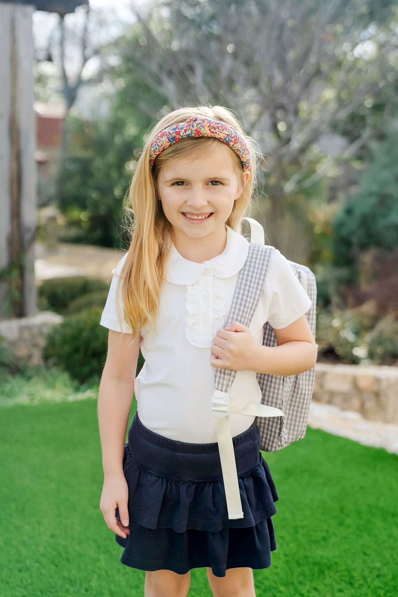 Jane Girls' Pima Cotton Short Sleeve Polo Shirt - White