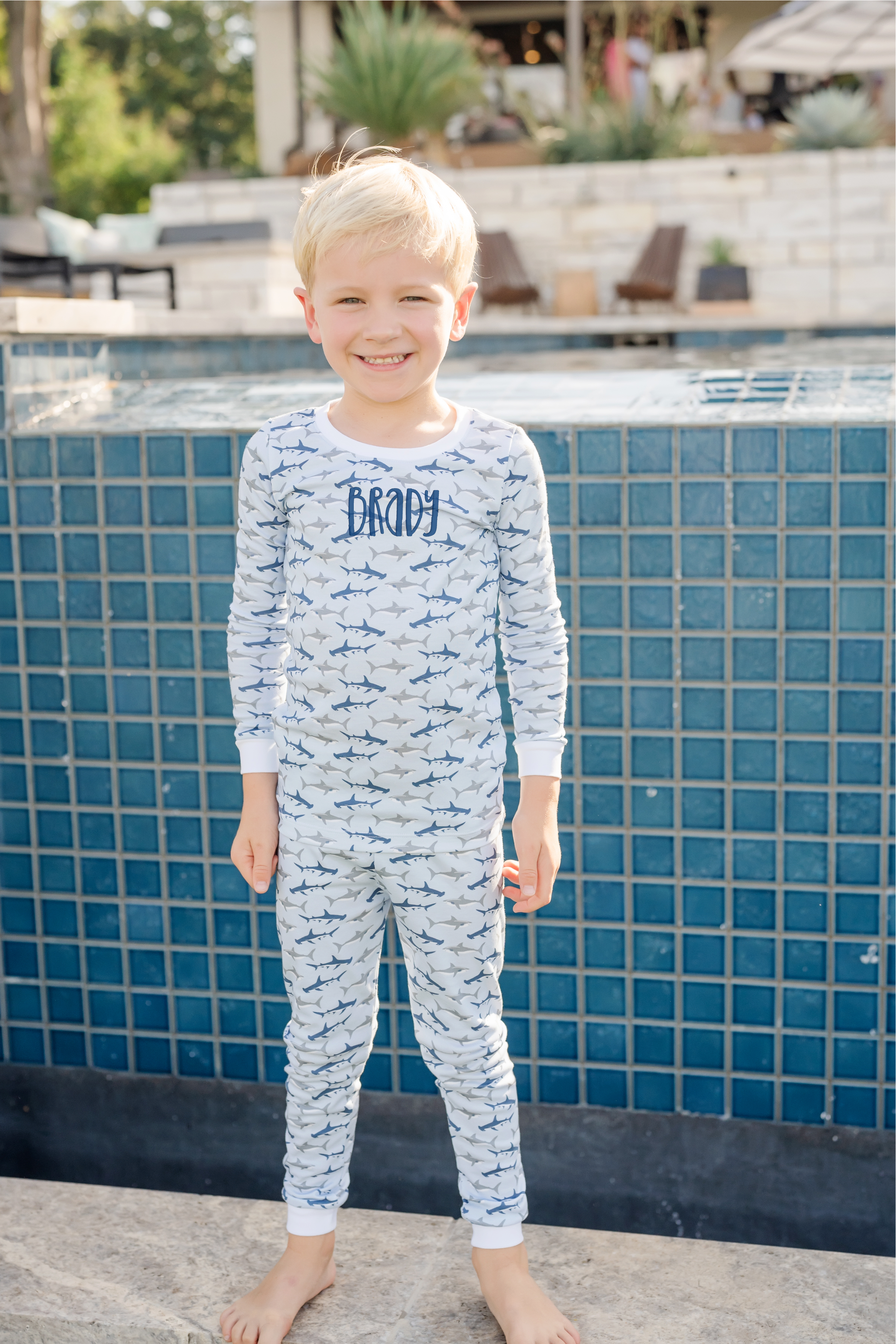 Grayson Boys' Pima Cotton Pajama Pant Set - Swimming Sharks