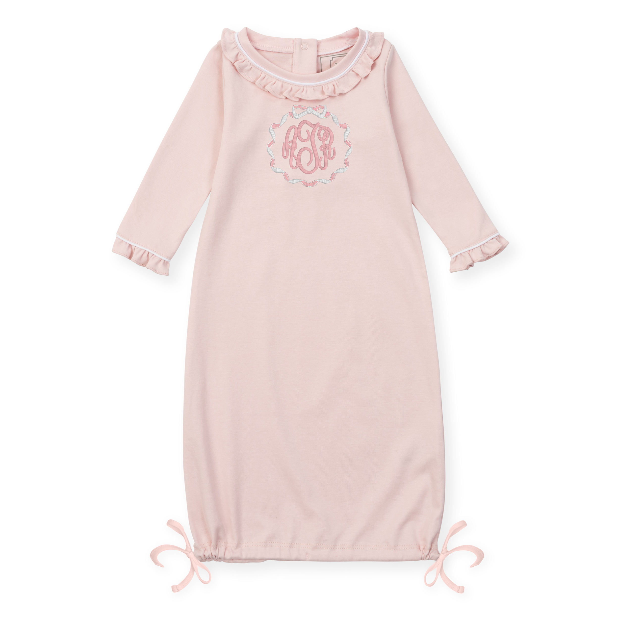 Georgia Pima Cotton Daygown for Girls - Light Pink with White Piping