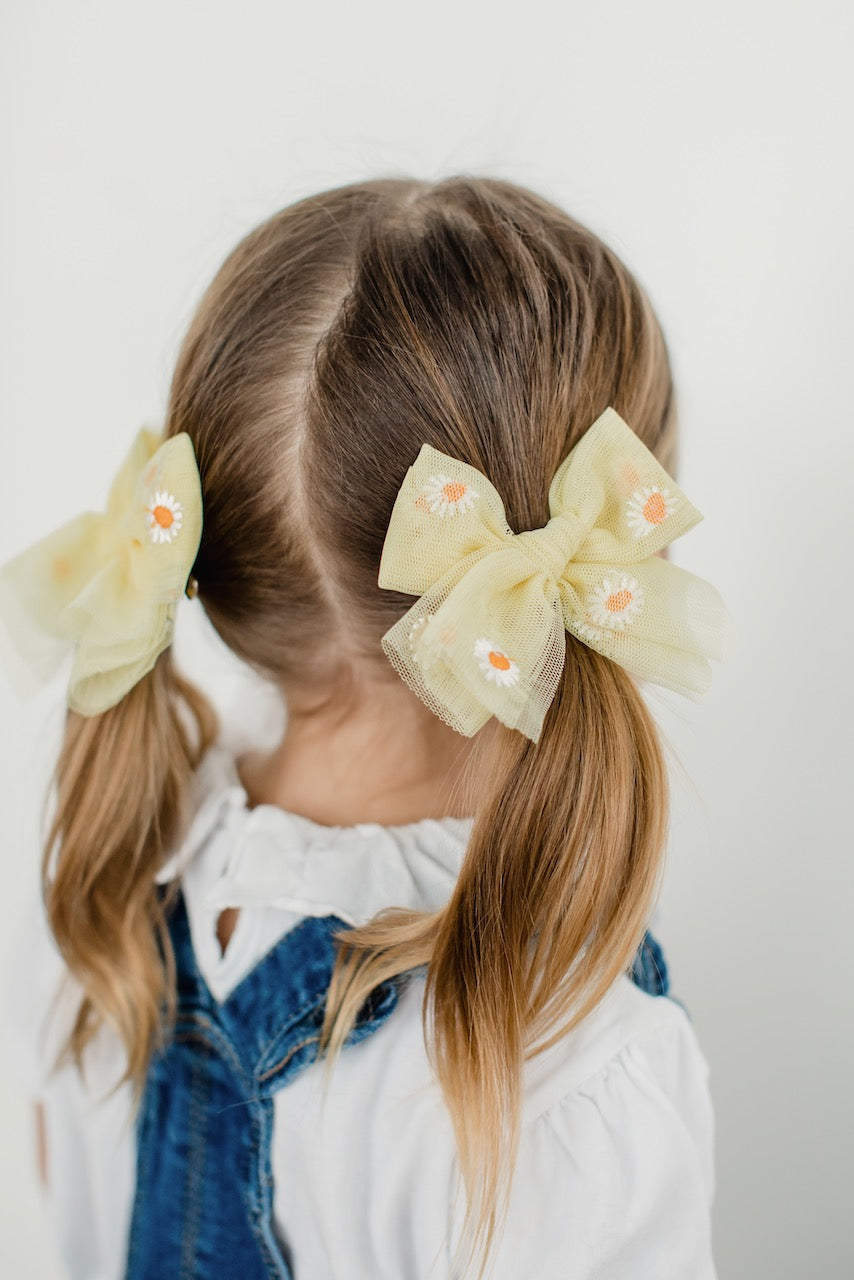 Sunrise Daisy | Tulle Bow - Pigtail Set