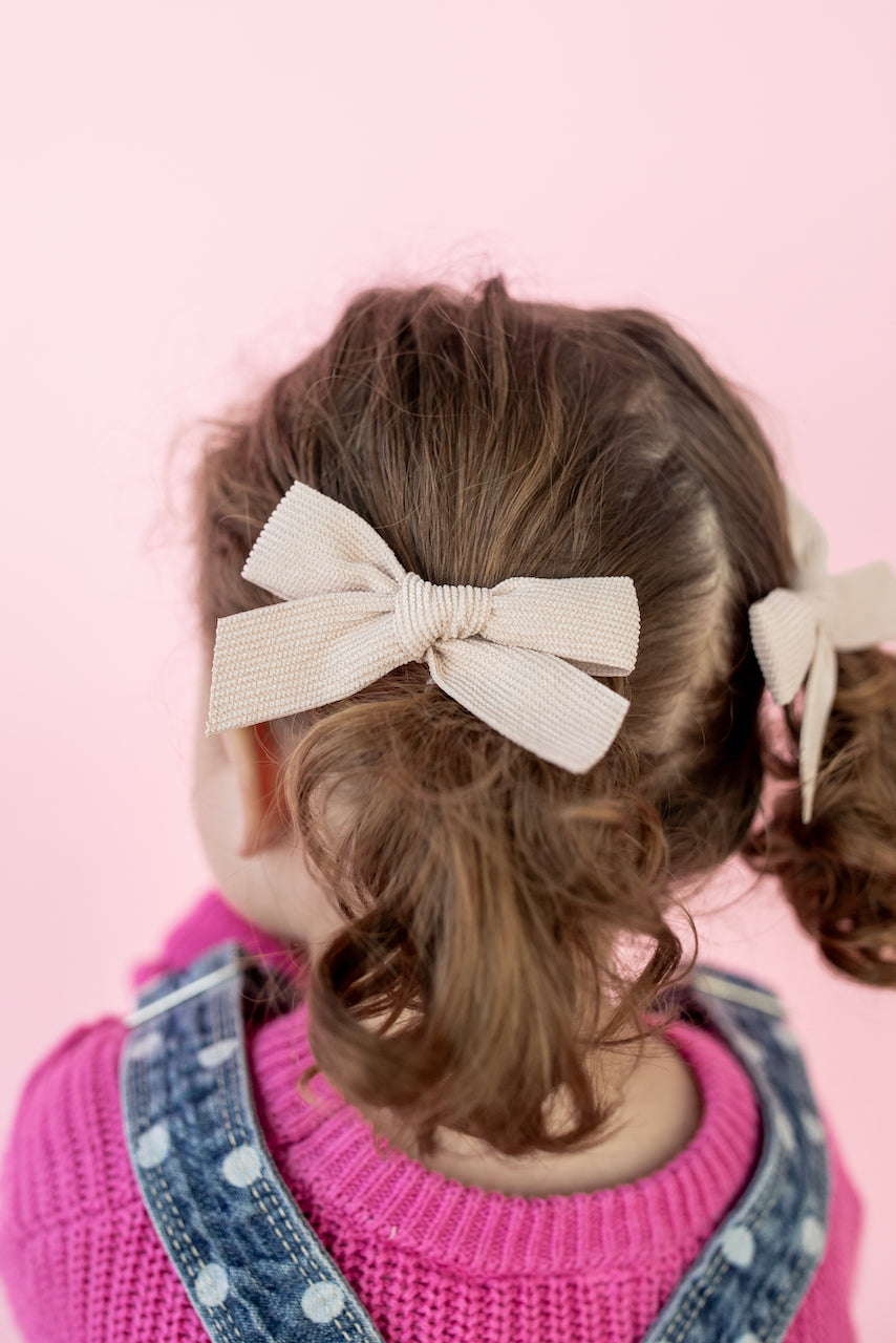 Cotton | Pigtail Set - Corduroy Ribbon Bow