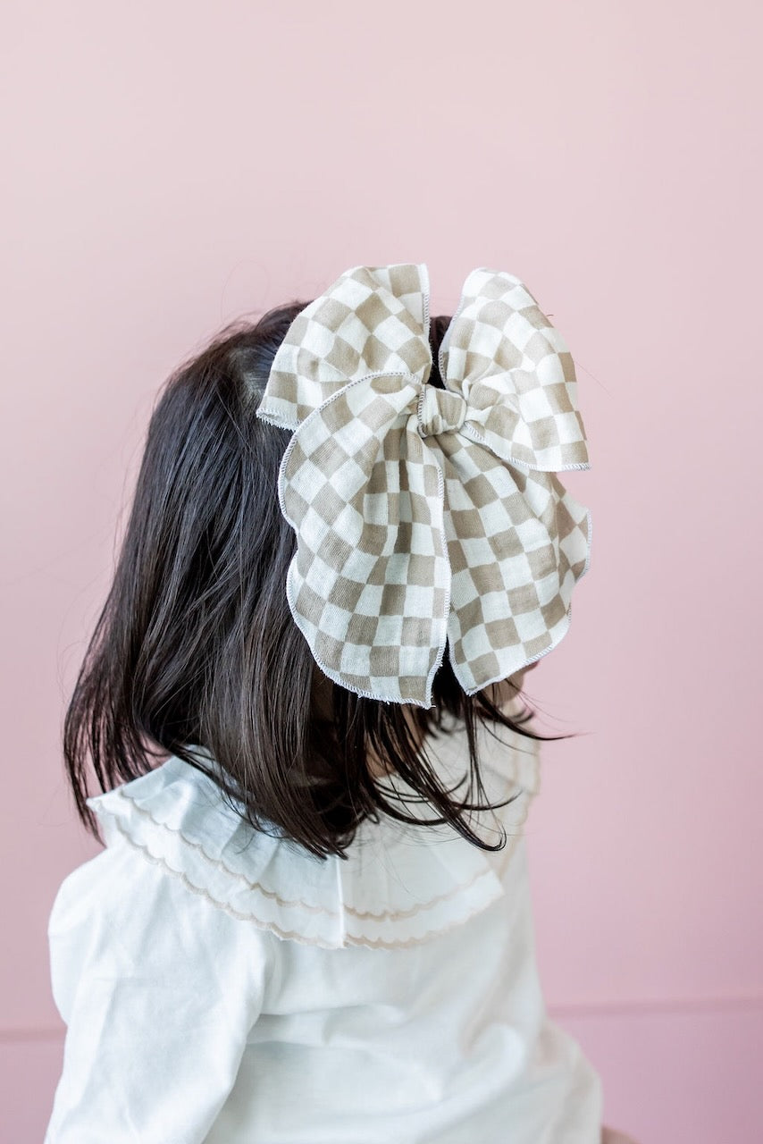 Checkerboard - Tan | Party Bow