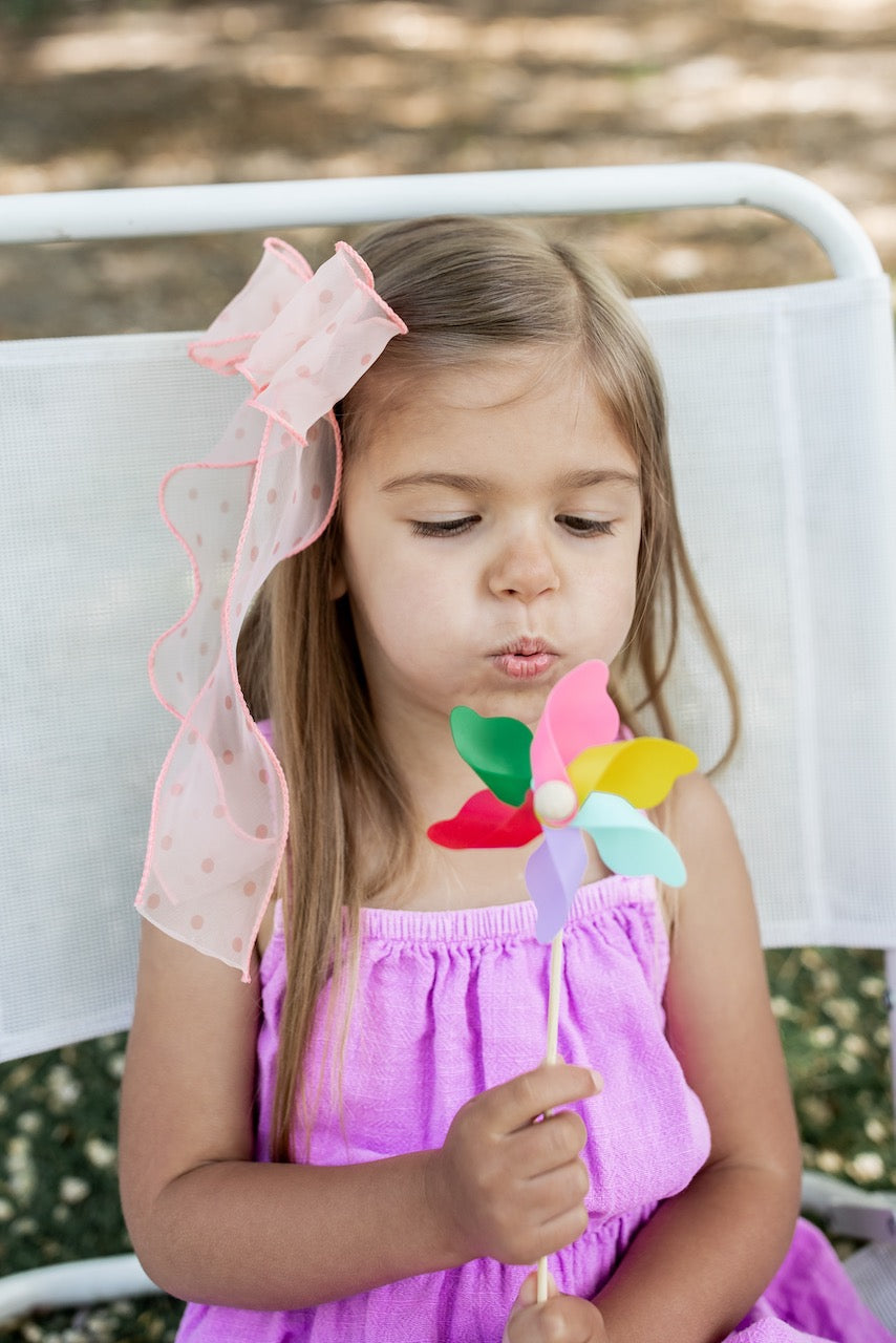 Coral Dot | Statement Ribbon Bow