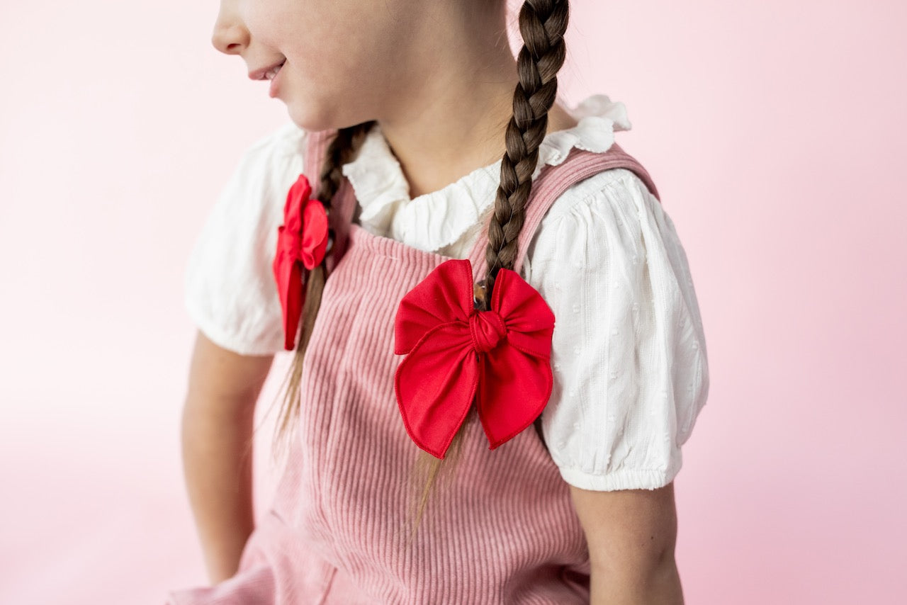 Red | Pigtail Set - Petite Party Bow