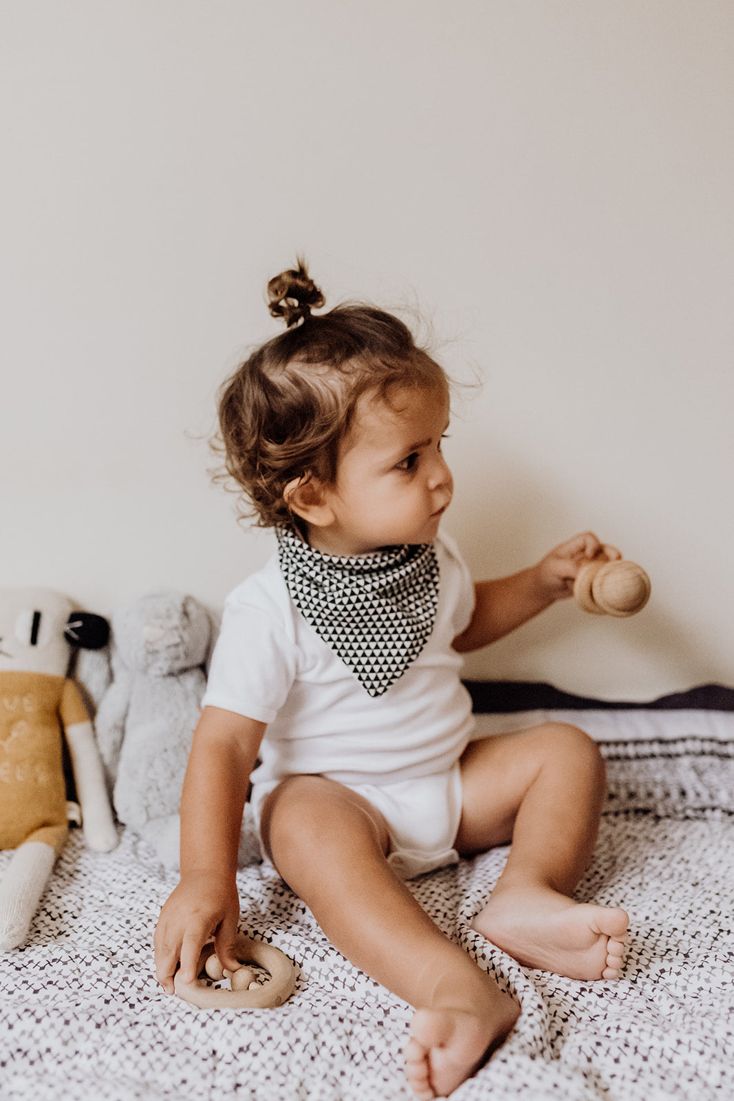 Organic Cotton Bandana Bib, Mitten, Hat Set - Greenwich