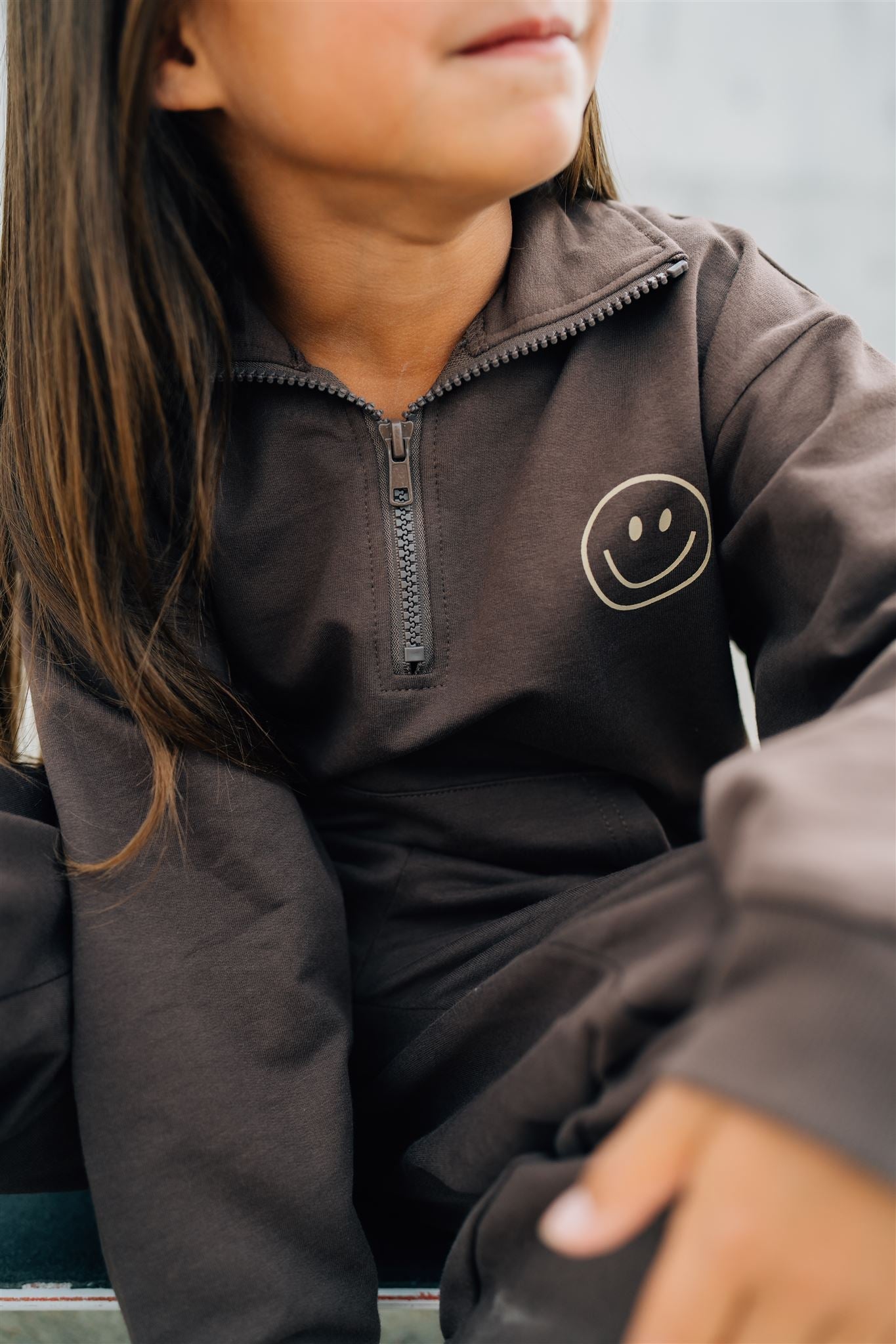 Smiley Face Quarter Zip French Terry Set