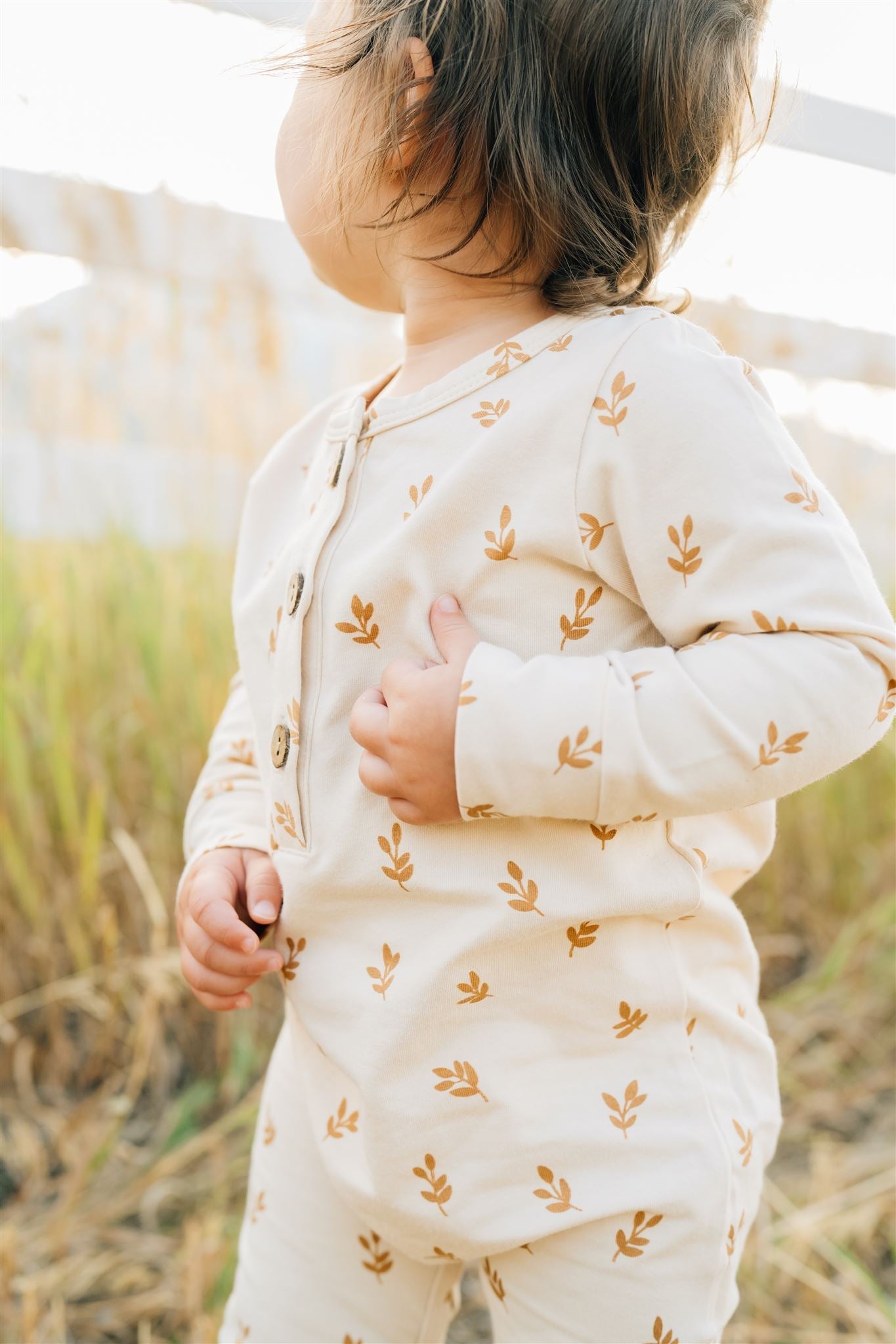 Vines Long Sleeve Button Romper