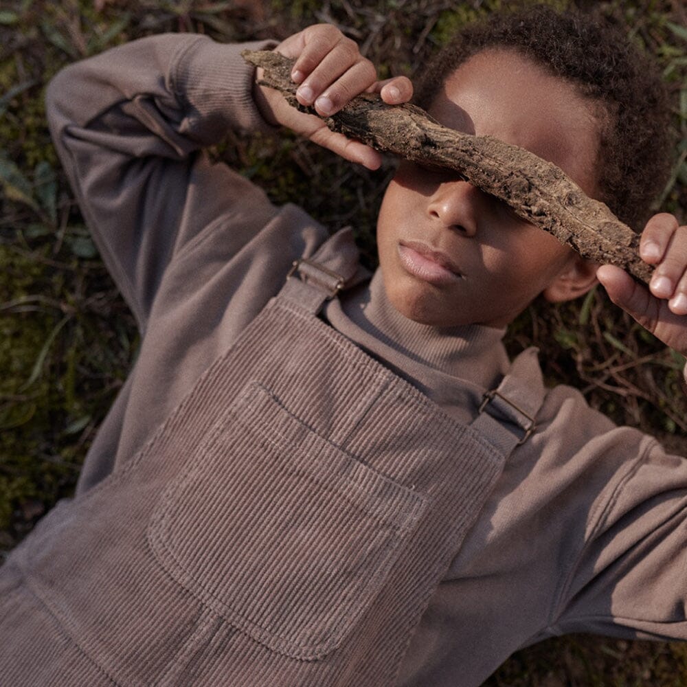 Organic Corduroy Kids Overalls - Taupe