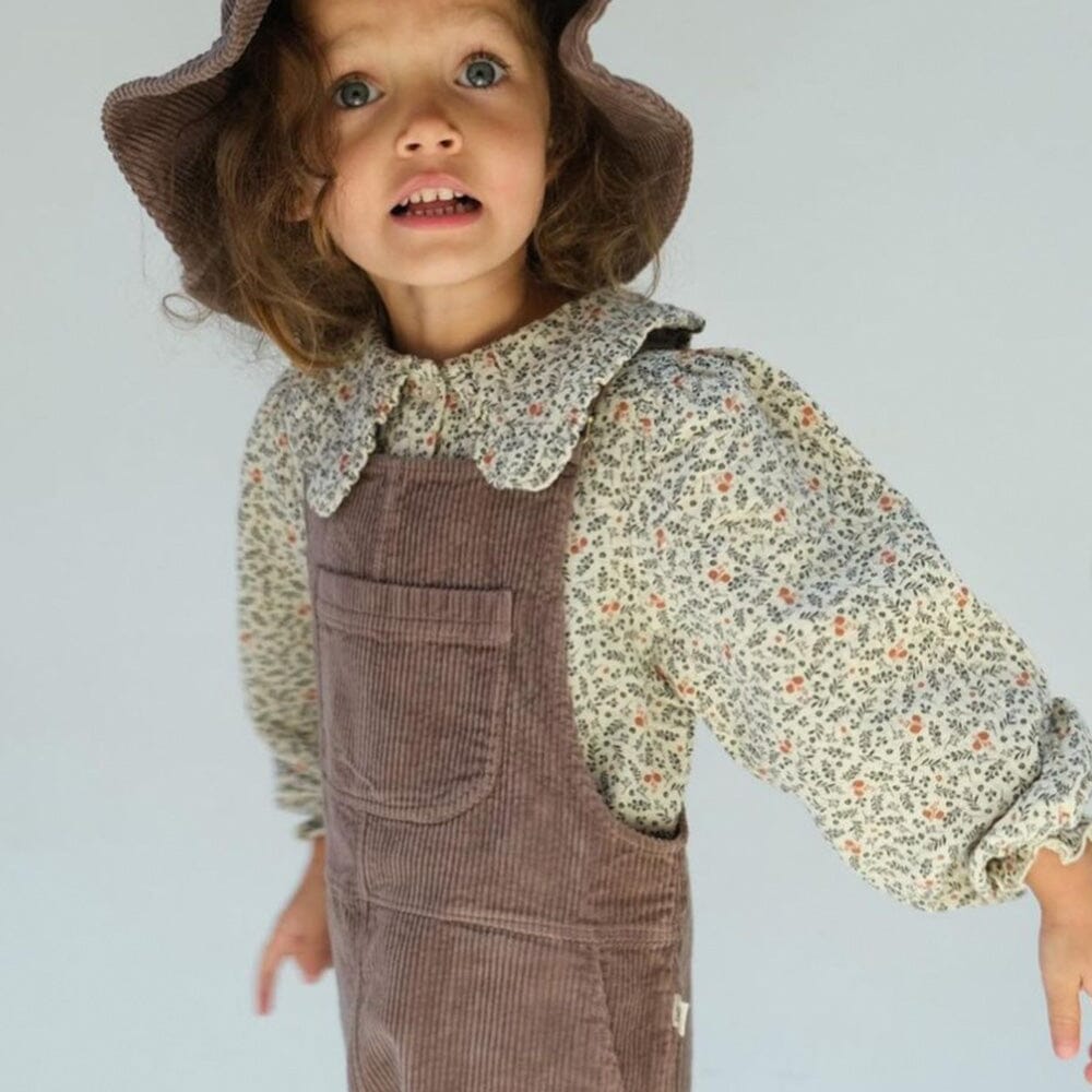 Organic Corduroy Kids Overalls - Taupe