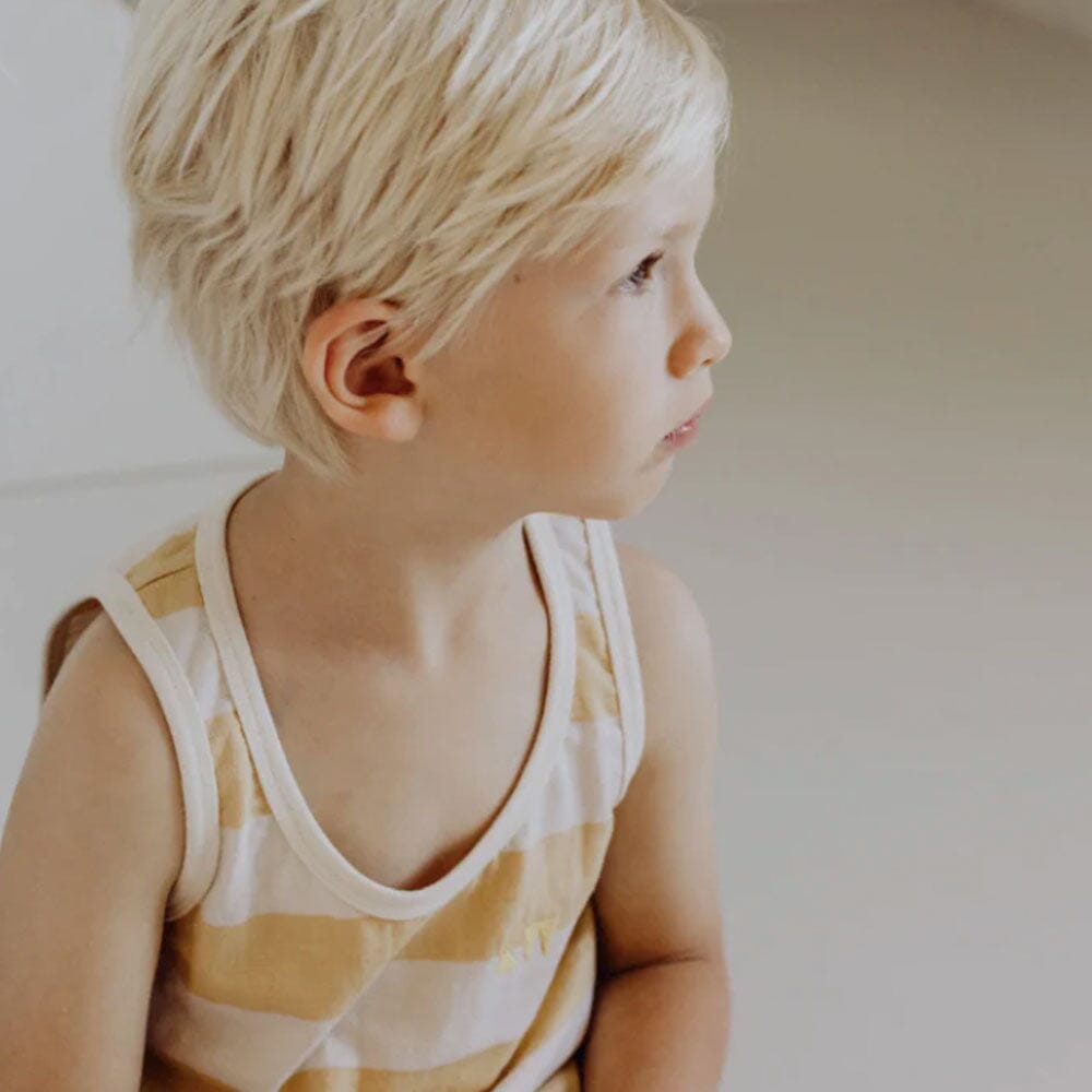 Organic Tank Top -  Yellow Stripe