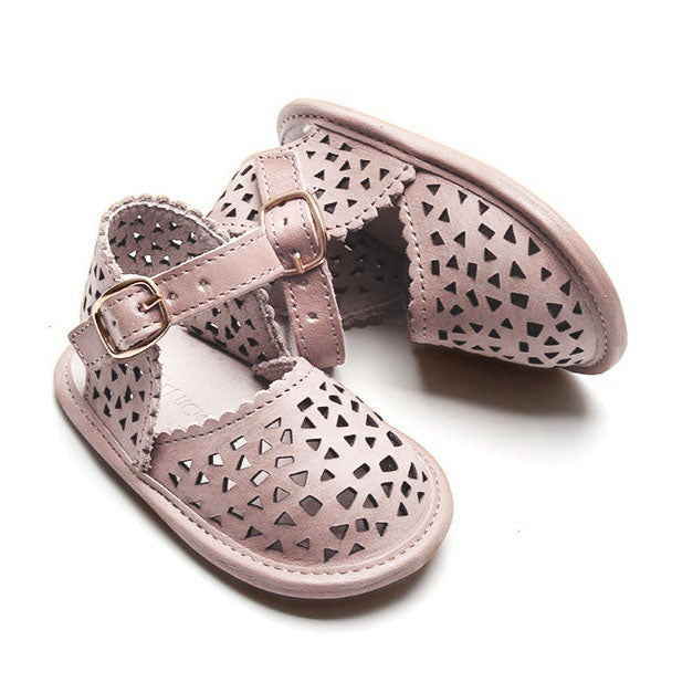 Leather Pocket Sandal | Color 'Dusty Pink' | Soft Sole