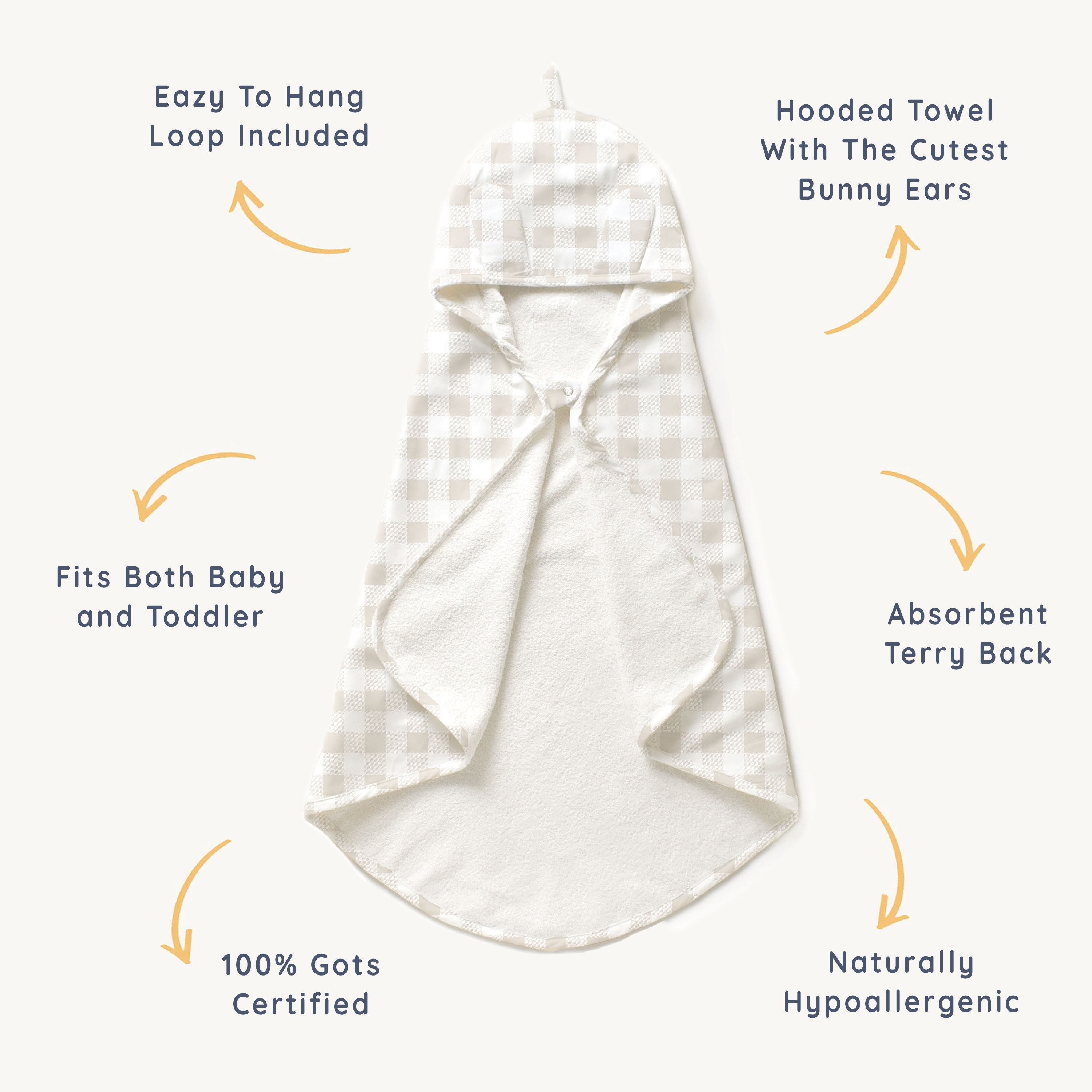 Organic Cotton Hooded Baby Towel & Poncho - Plaid