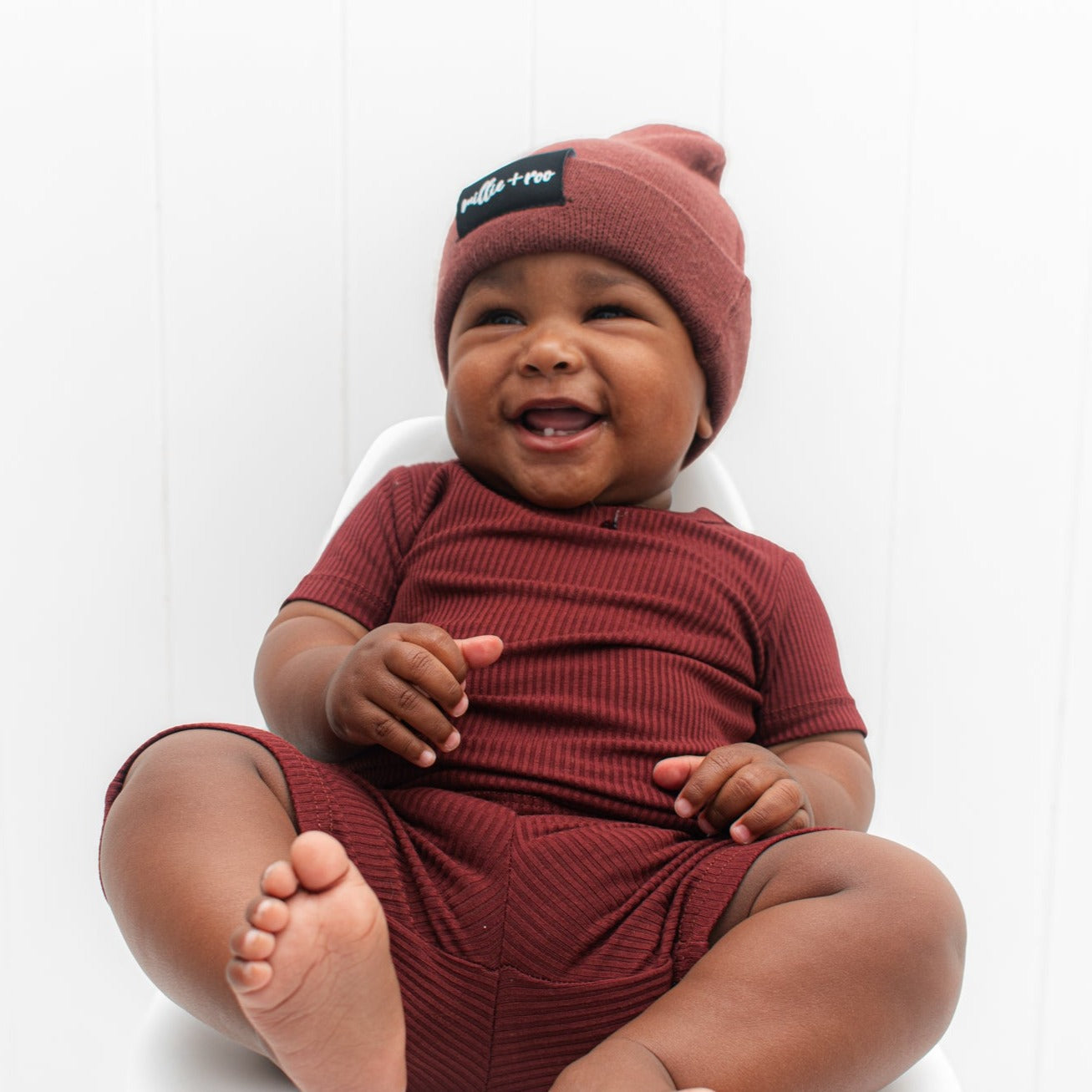 Two Piece Shortie Set, Oxblood Ribbed