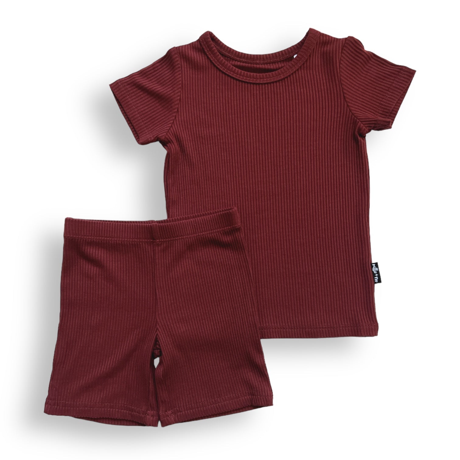 TWO PIECE SHORTIE SET- Oxblood Ribbed