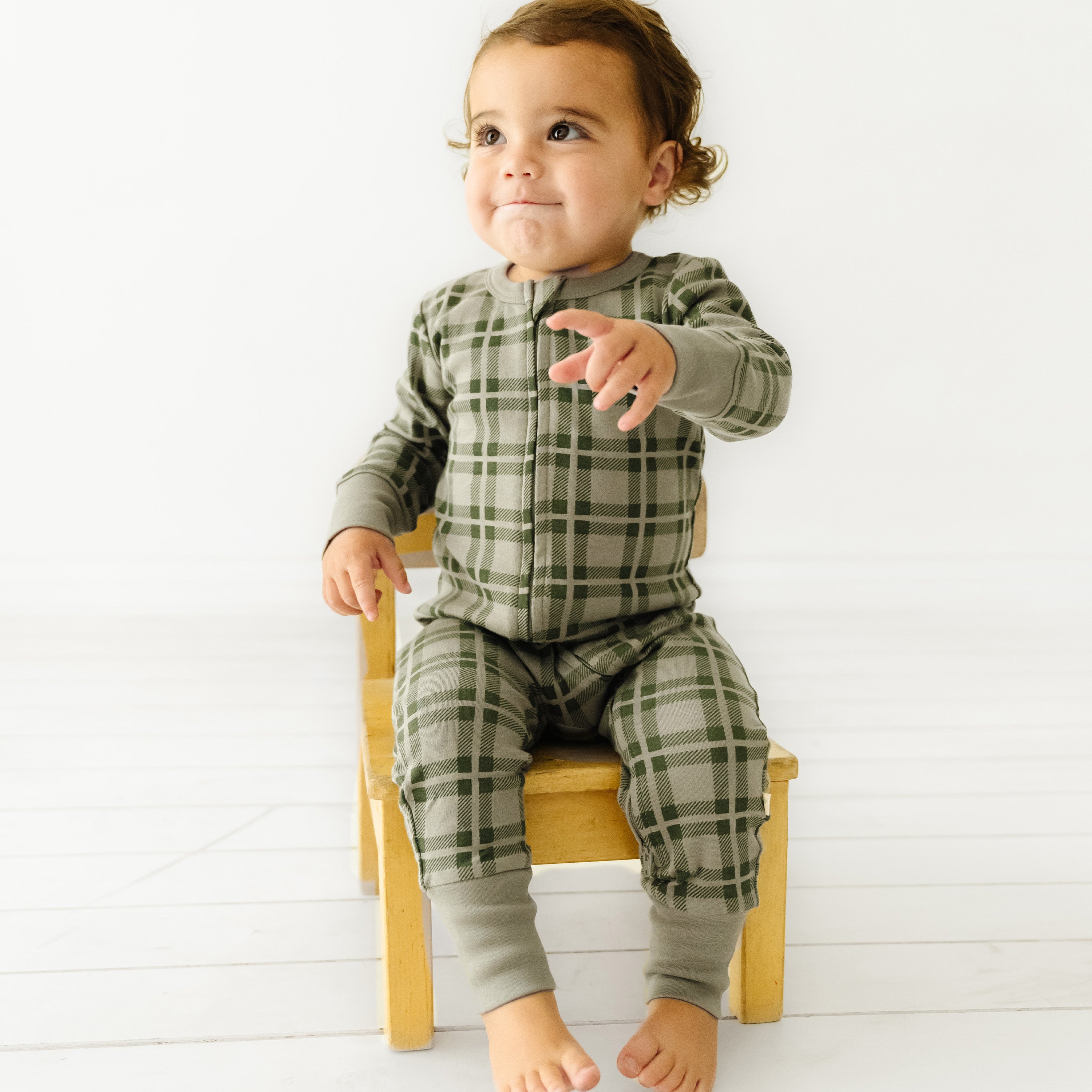 Organic Baby 2-Way Zip Romper - Plaid