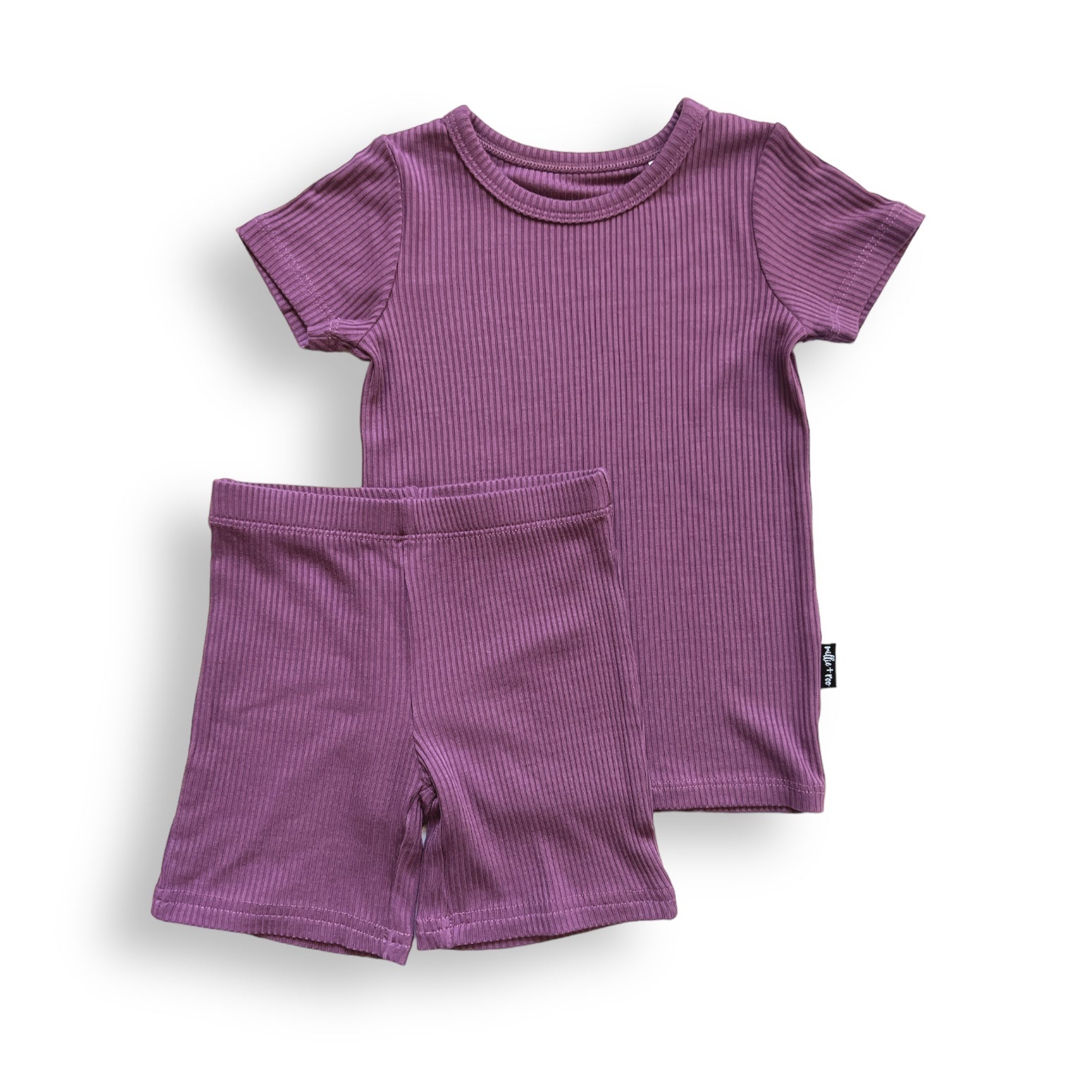 Two Piece Shortie Set, Plum Ribbed
