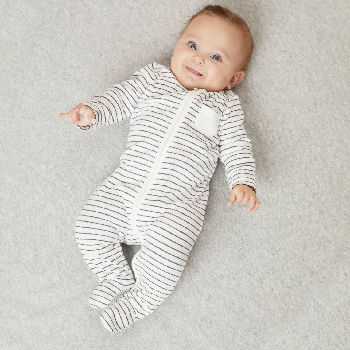 Zip-Up Sleepsuit - Grey Stripe