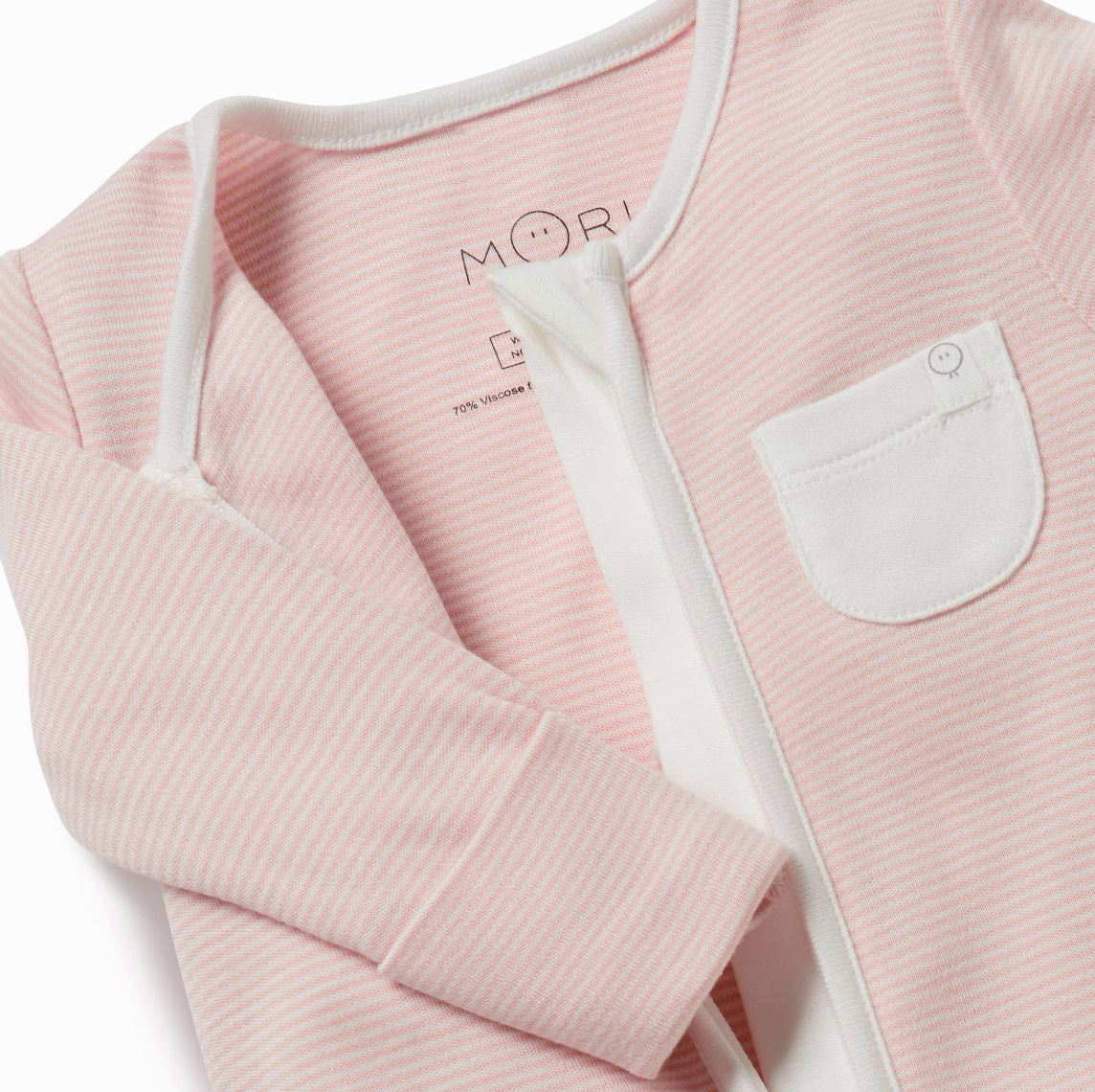 Zip-Up Sleepsuit - Blush Stripe