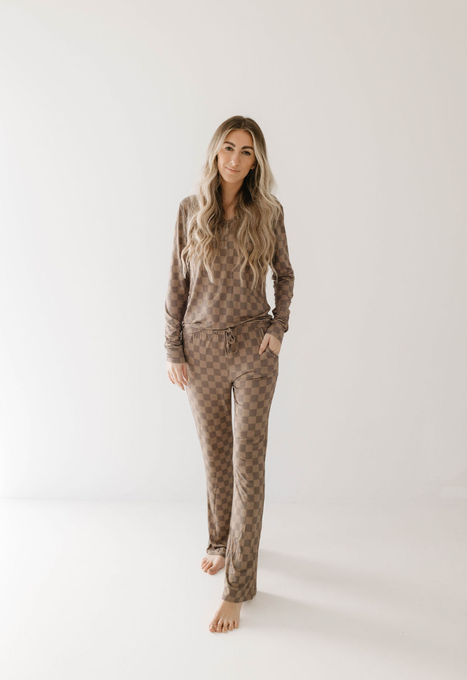 Faded Brown Checkerboard | Women's Bamboo Pajamas