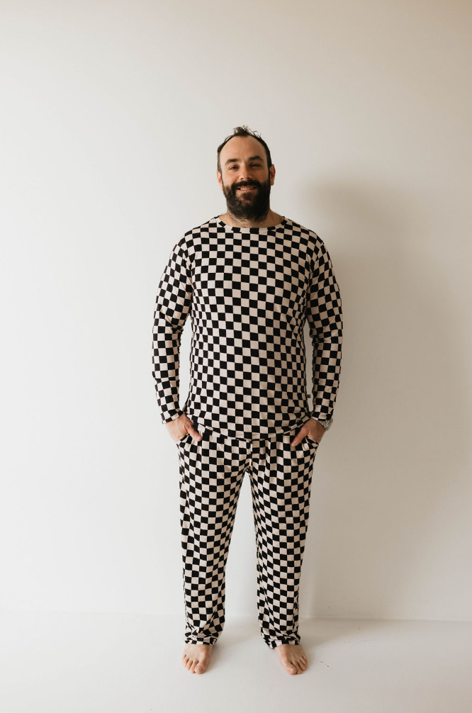 Adult  Bamboo Pajamas | Black Checker