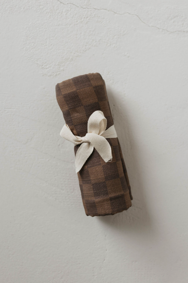 Faded Brown Checker  | Muslin Swaddle (Ships in 7-10 Business Days)