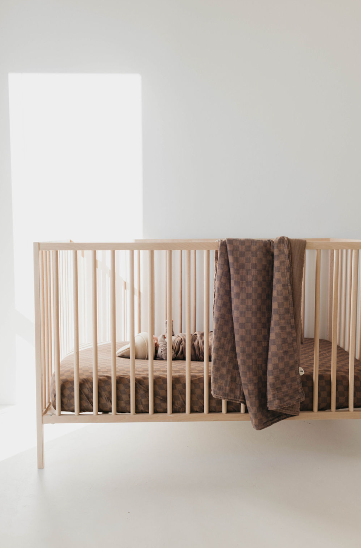 Faded Brown Checkerboard | Reversible Muslin Quilt