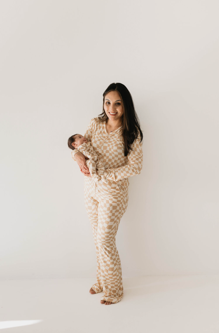 Women's Bamboo Pajamas  | Gold Coast Wavy Checker